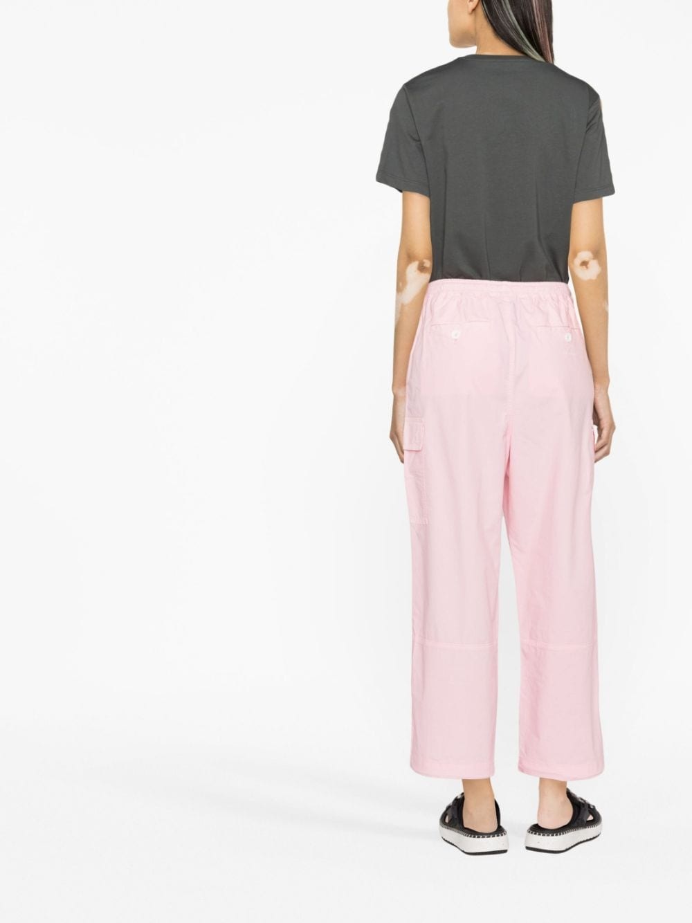 floral-appliqué cropped cargo trousers - 3