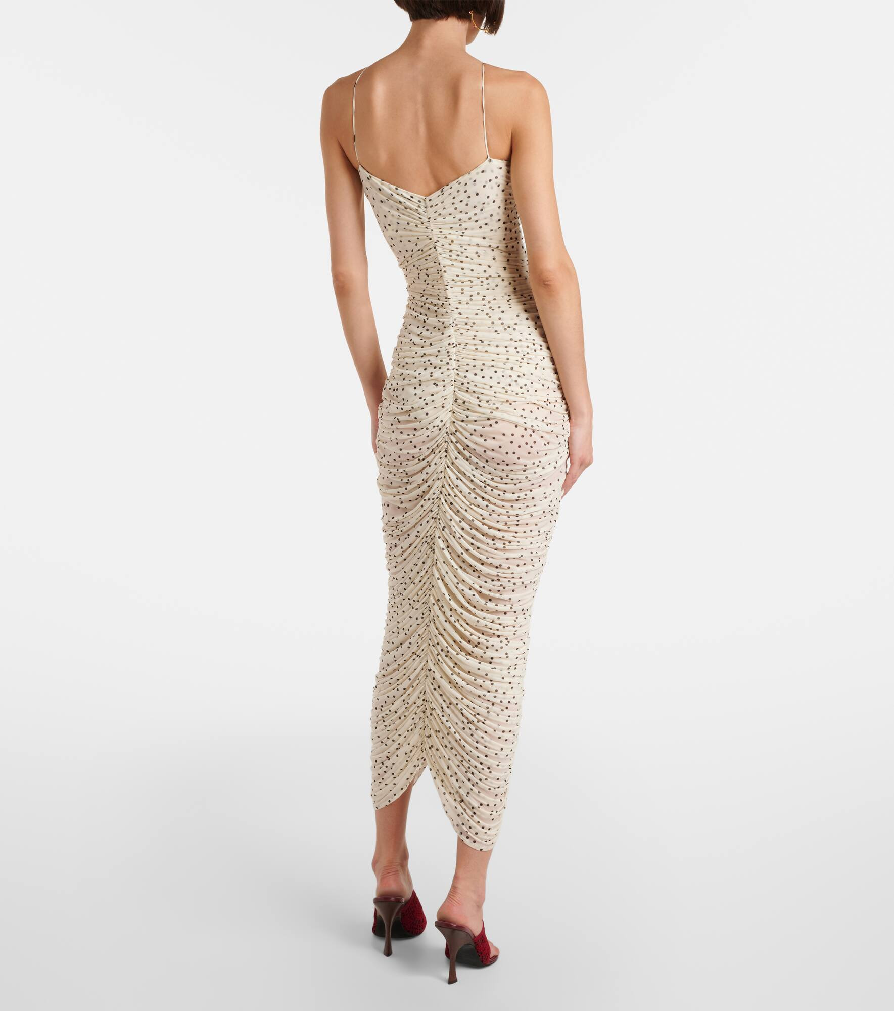 Floral-appliqué polka-dot maxi dress - 3