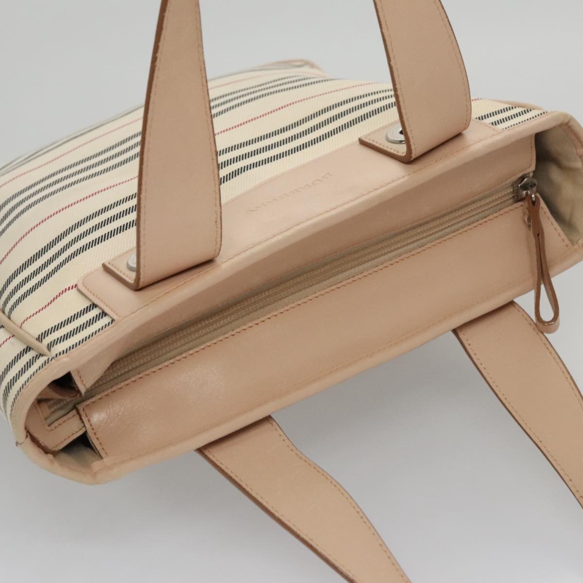 Burberry Shoulder Bag Canvas Leather Beige Cream Silver - 6