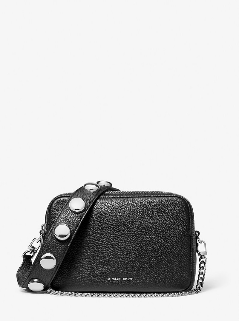 Bryant Medium Studded Pebbled Leather Camera Crossbody Bag 1
