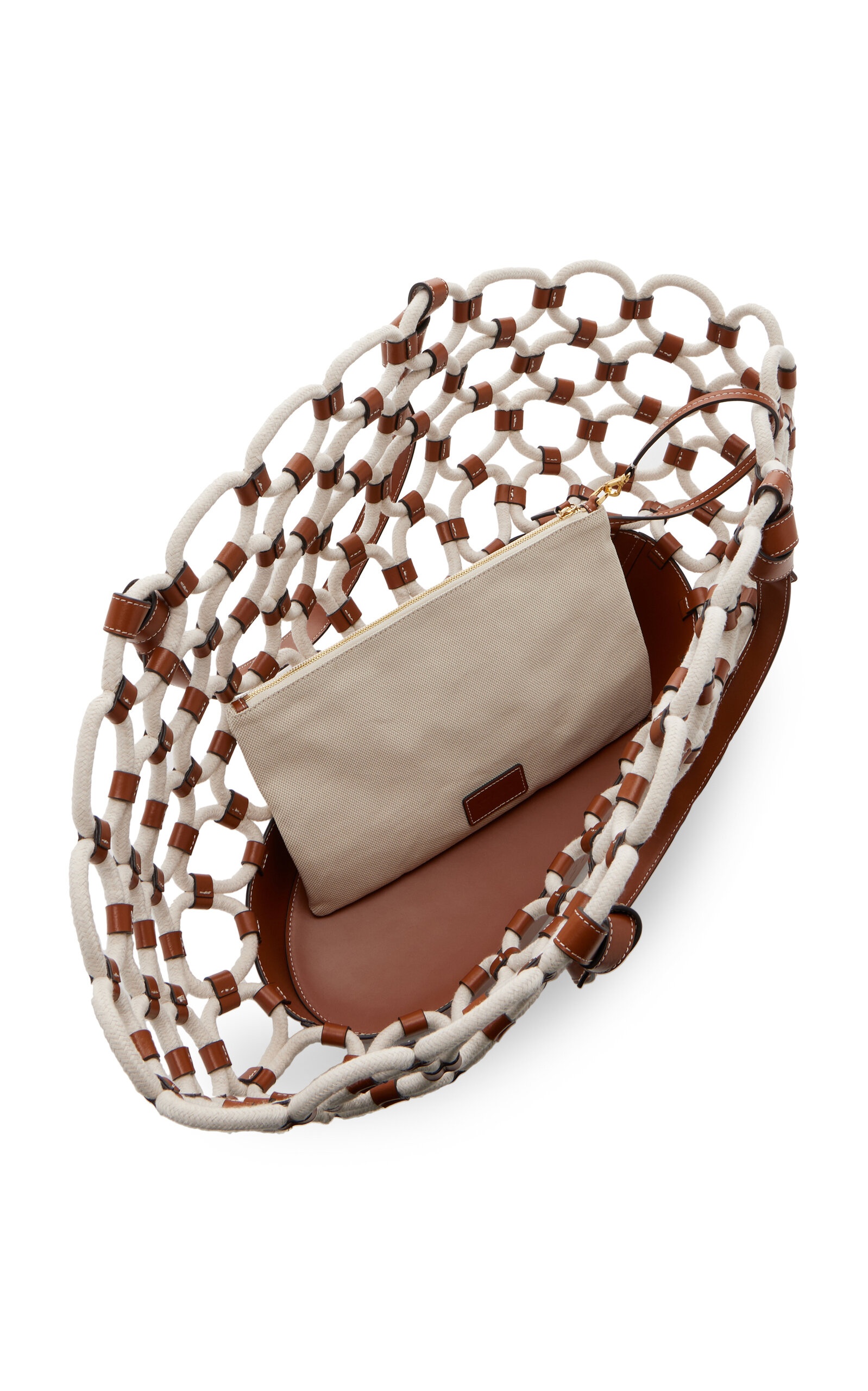 Squillo Woven Leather Rope Bag white - 5