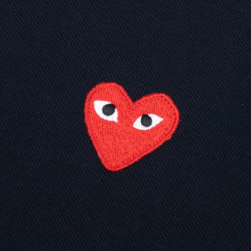 COMME DES GARCONS PLAY WOMEN'S RED EMBLEM POLO TEE - NAVY - 3