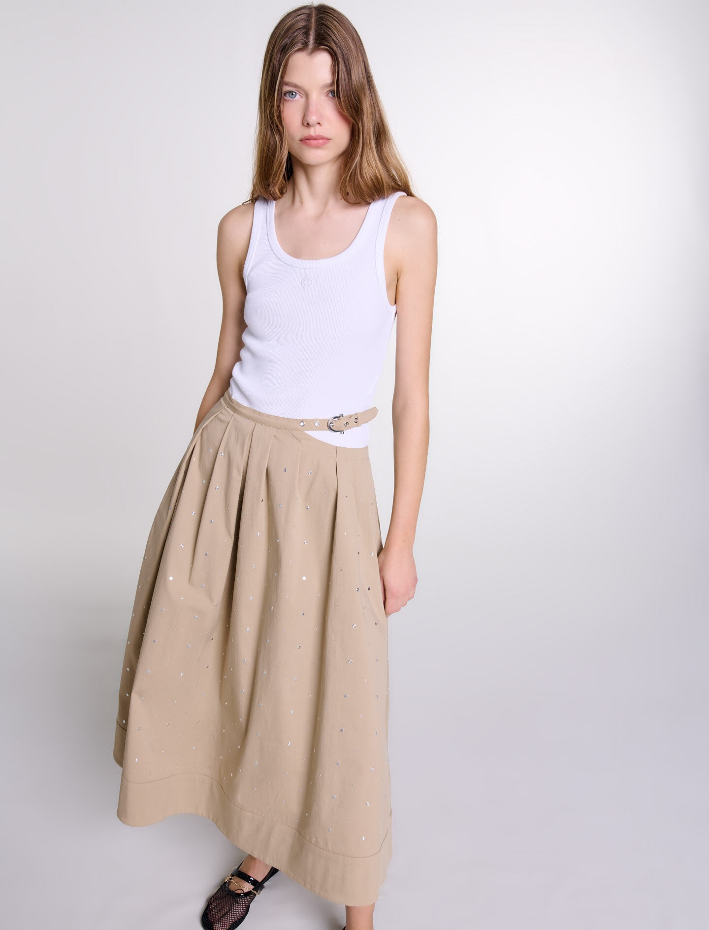 Long studded cotton skirt - 5