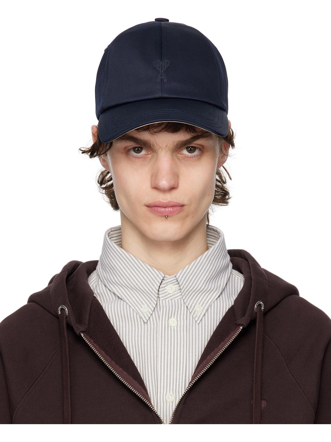 Navy Cotton Ami de Coeur Embroidery Cap - 1