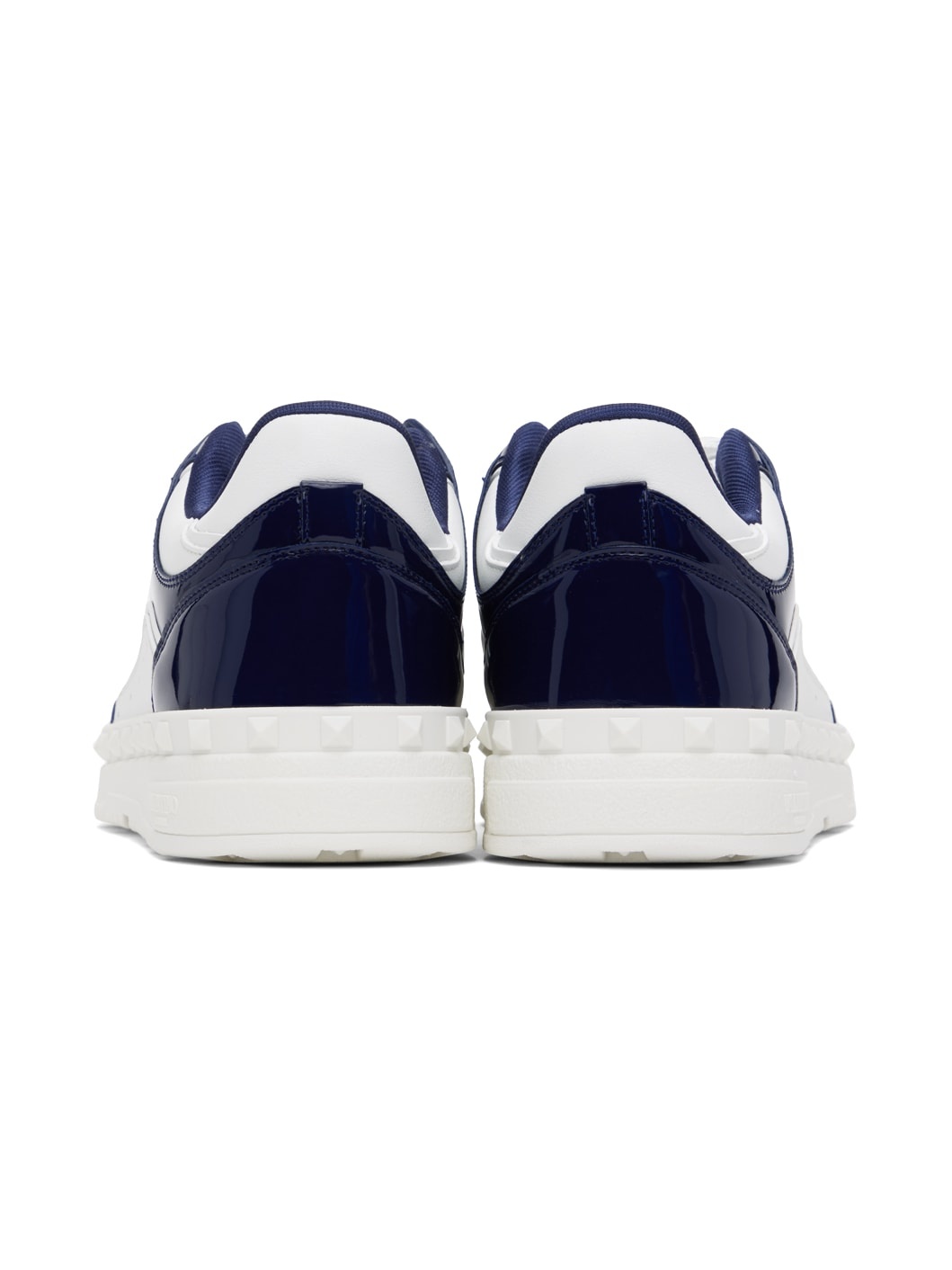 White & Navy Freedots Low Top Sneakers - 2