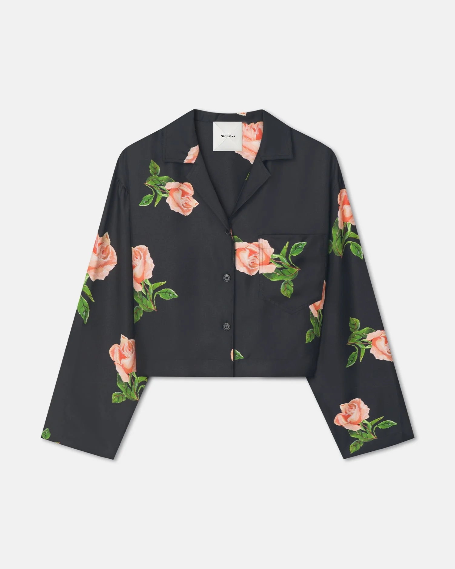 Cropped Silk Twill Shirt - 1