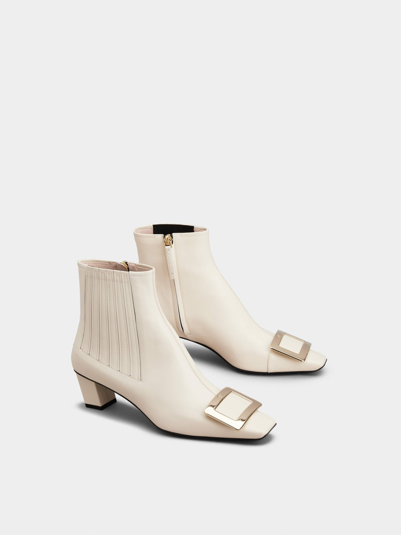 Belle Vivier Metal Buckle Chelsea Ankle Boots in Leather 2