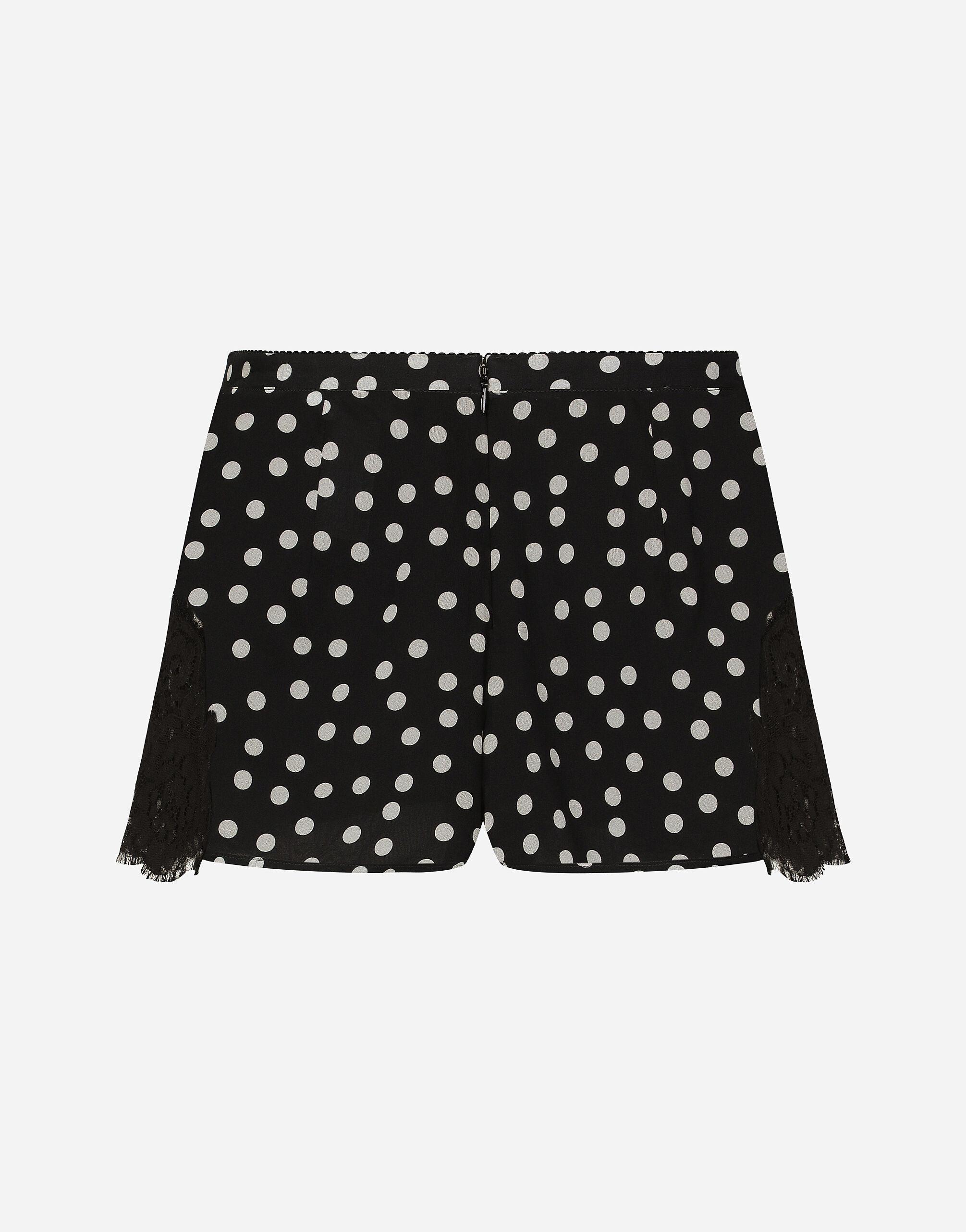 Polka-dot silk lingerie shorts with lace detailing - 2