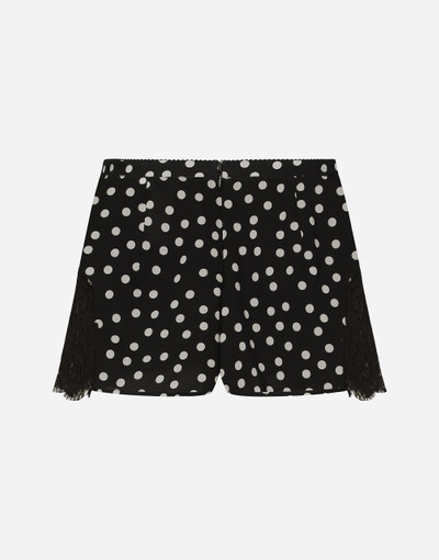 Dolce & Gabbana Polka-dot silk lingerie shorts with lace detailing outlook