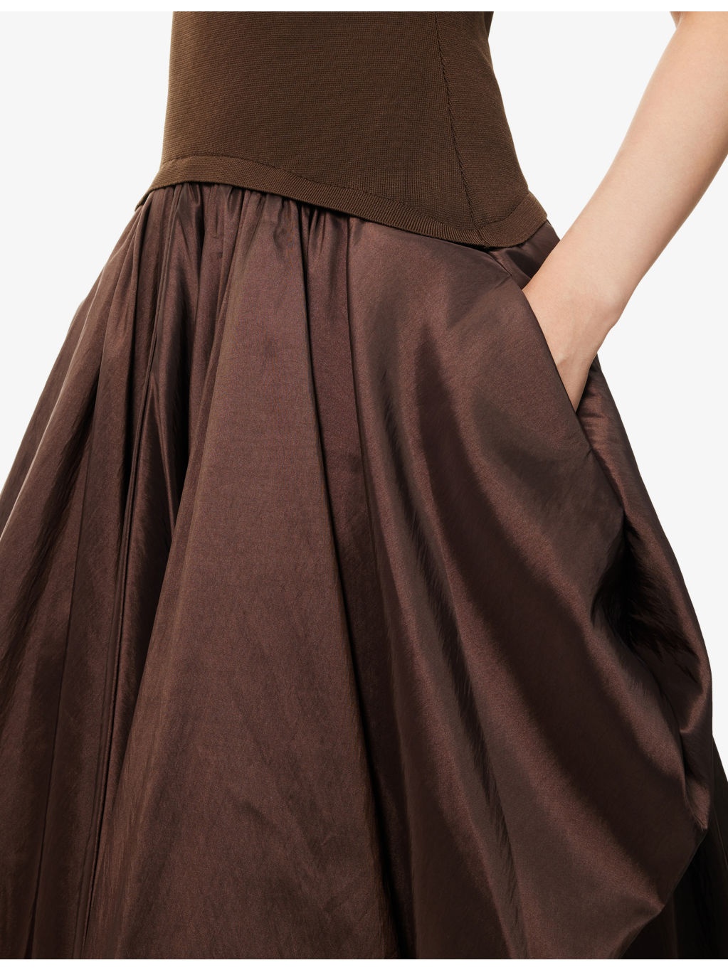 Izzy Pouf-Skirt Knitted And Woven Midi Dress - 5