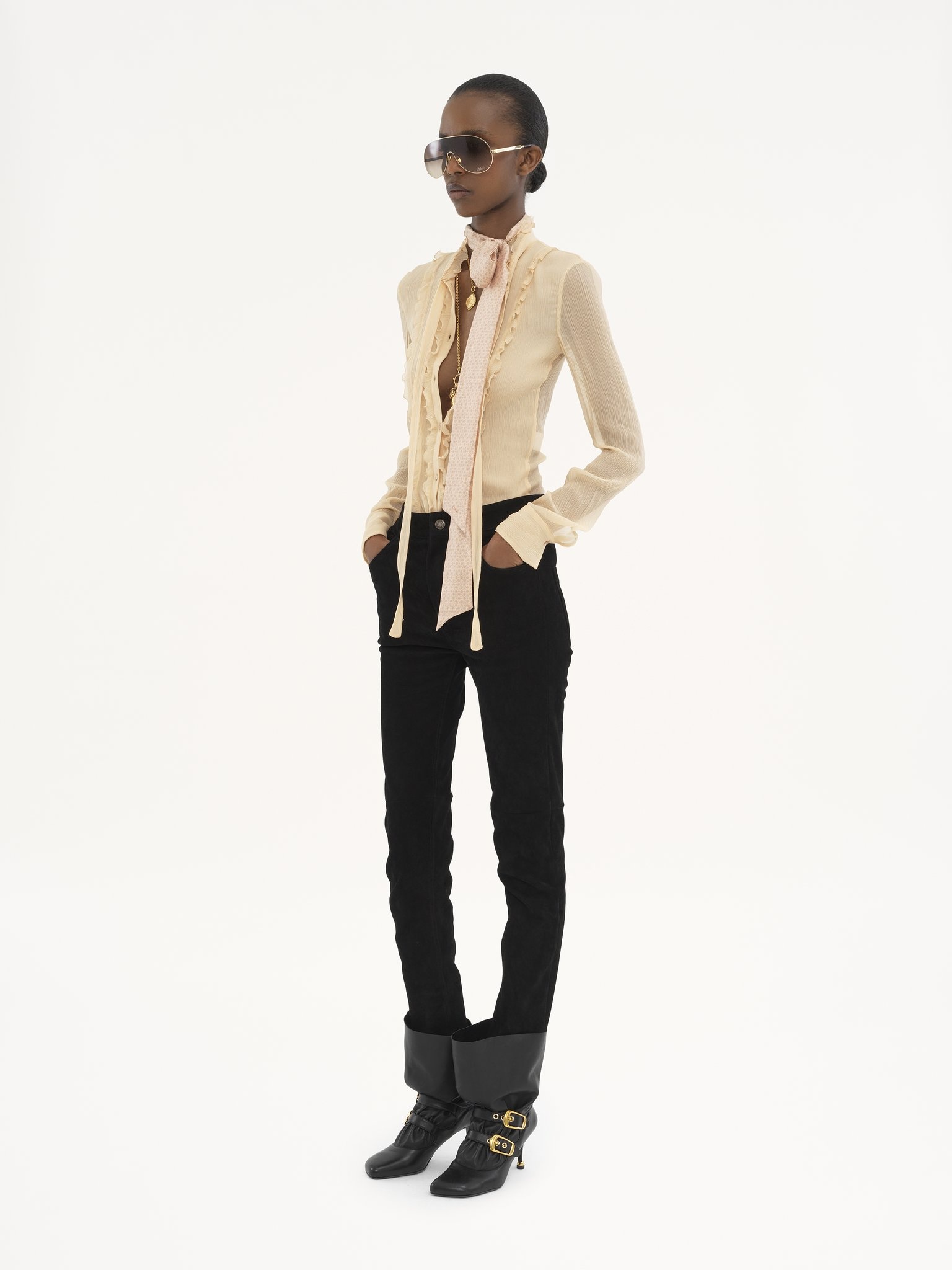 SKINNY PANTS IN STRETCH SUEDE - 3