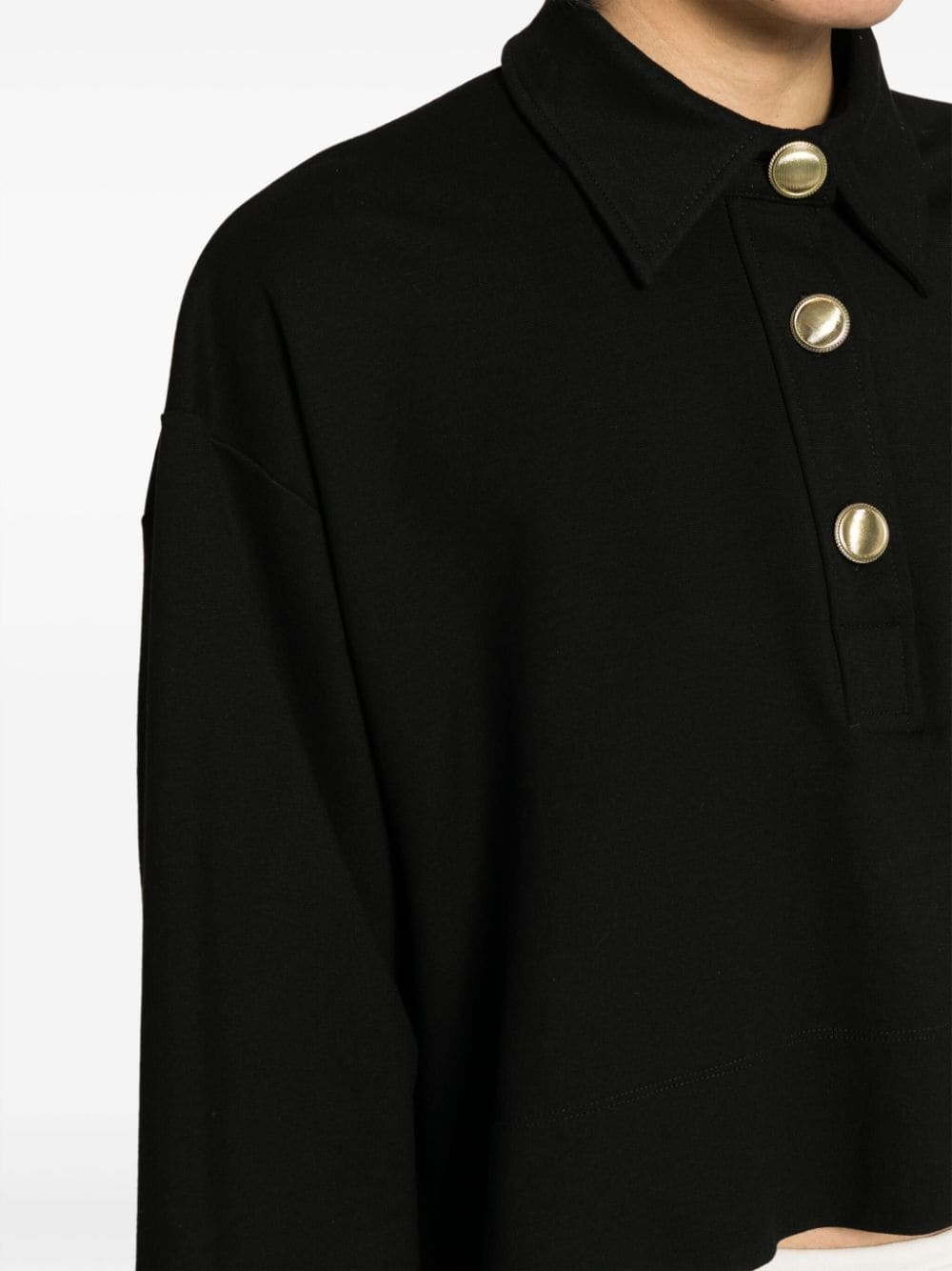 long-sleeve crop polo shirt - 5