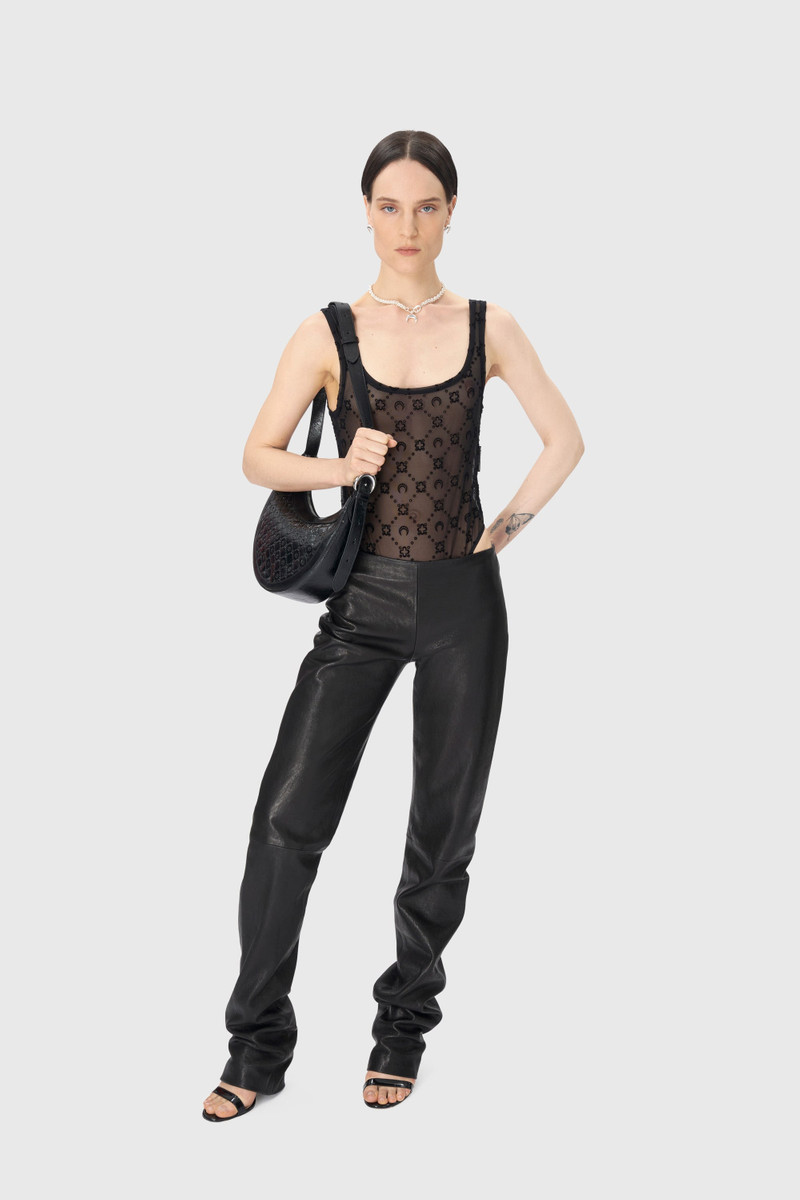 Marine Serre Satin Grain Leather Wide Leg Pants outlook