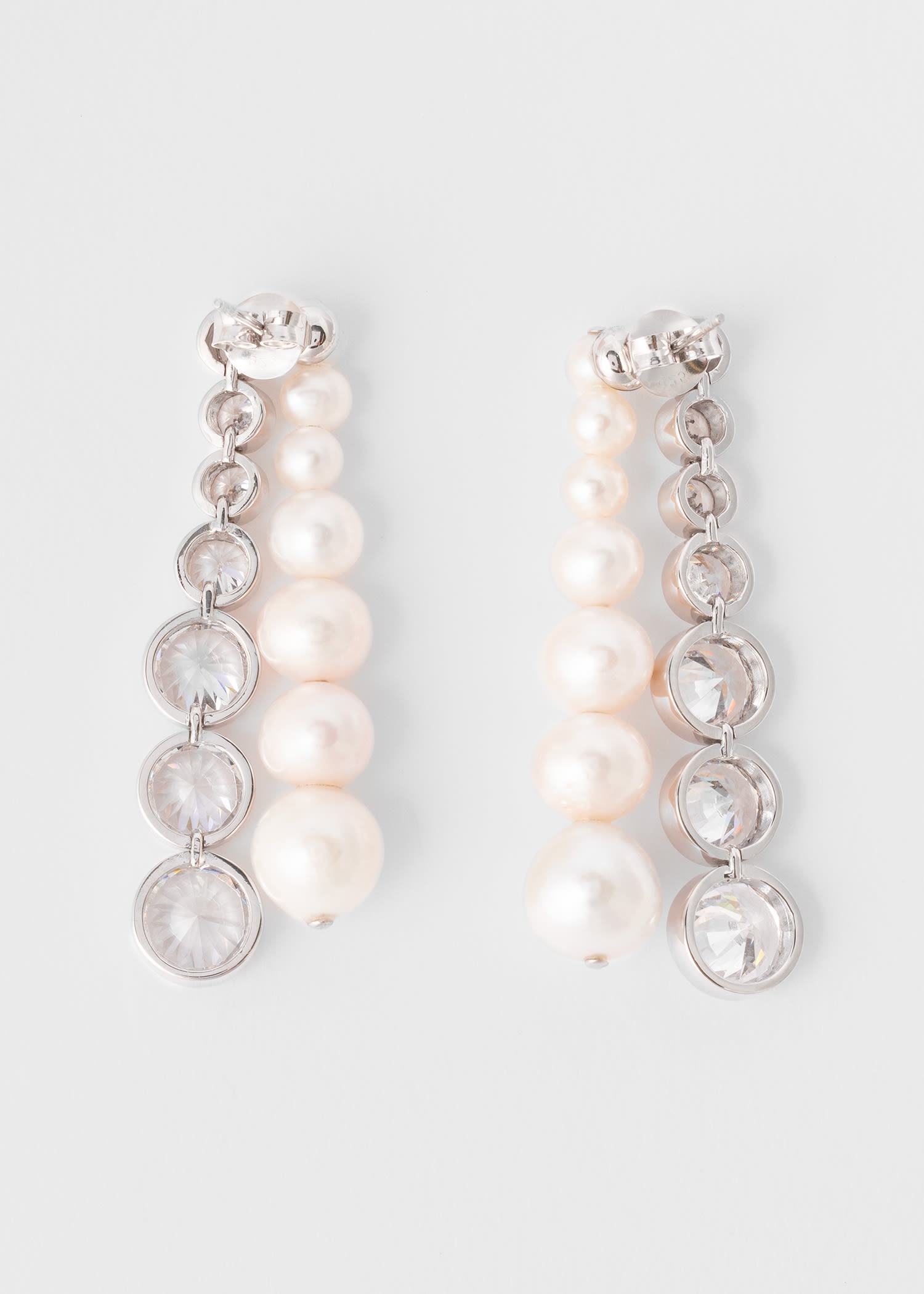 Pearl & Cubic Zirconia Platinum Earrings by Completedworks - 3