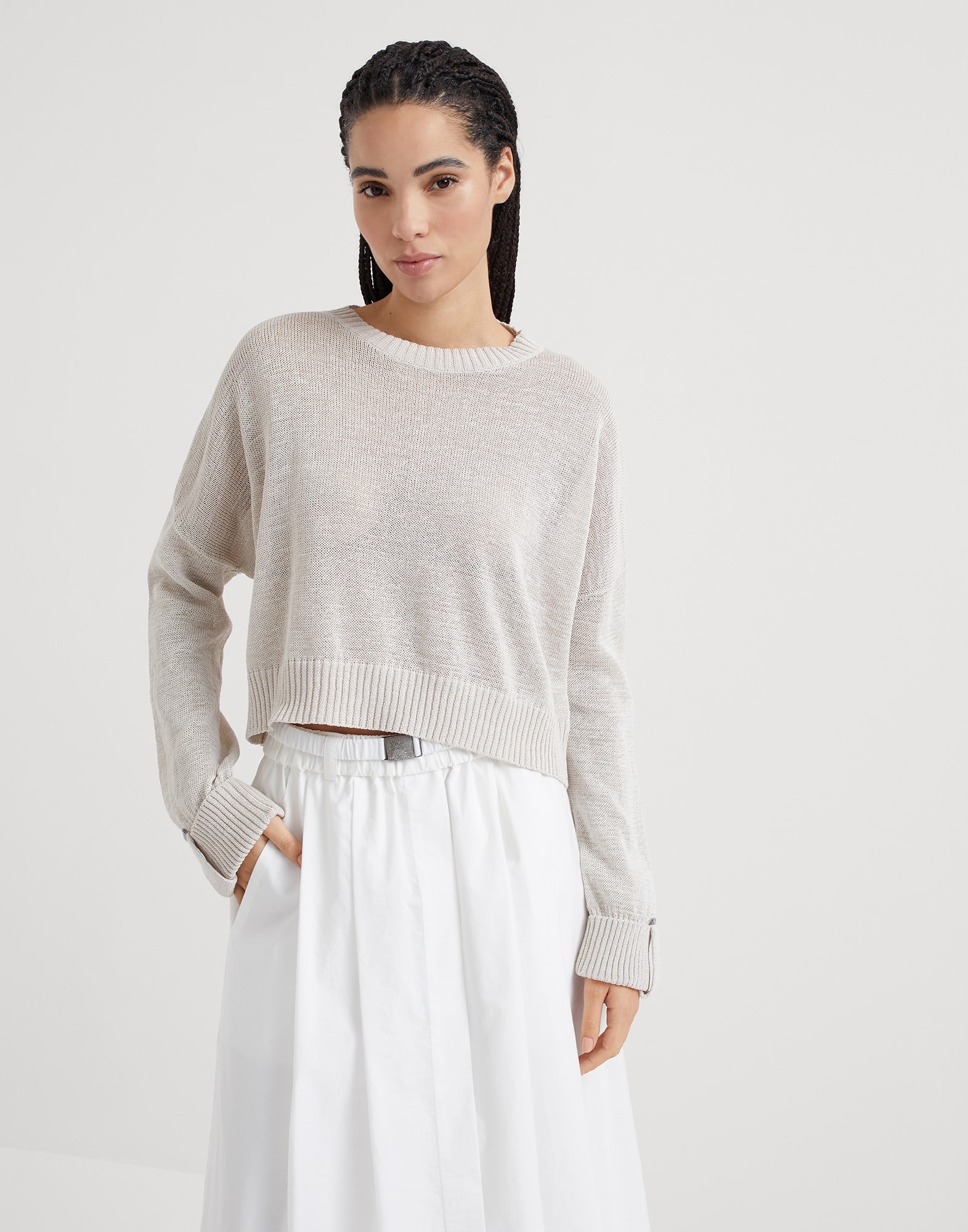 Cotton sweater with shiny details - 1