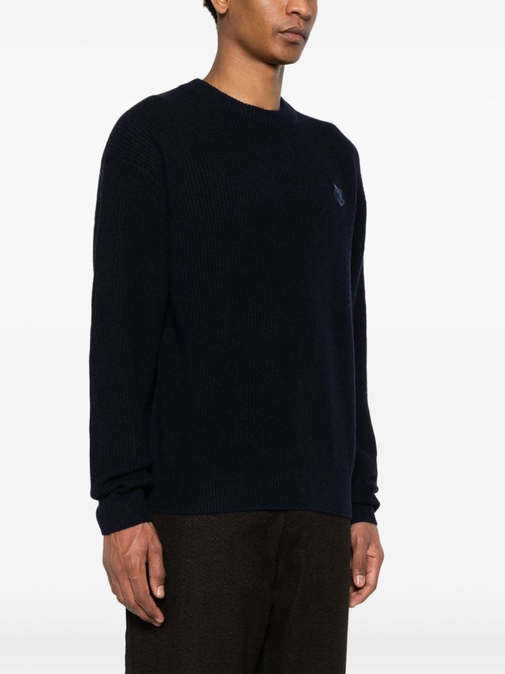 Bold Fox Head-patch ribbed sweater - 3