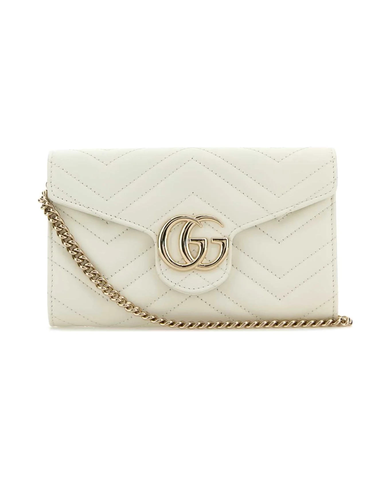 White Leather Gg Marmont Wallet - 1