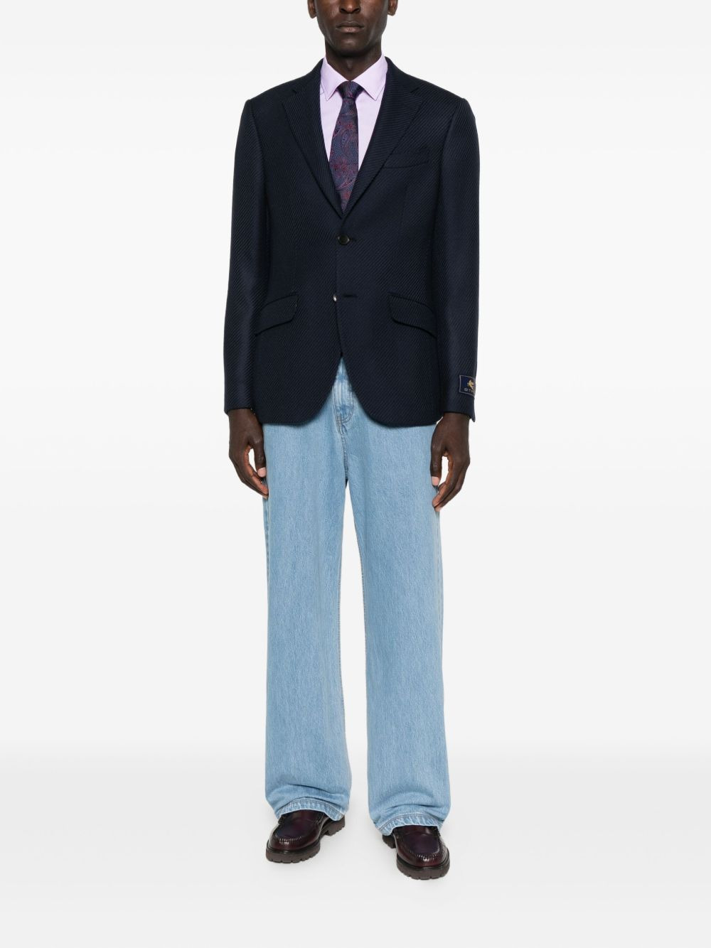 notched patterned blazer - 2