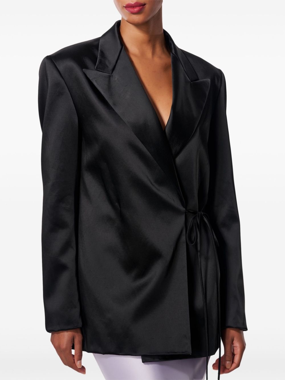 satin wrap blazer - 4