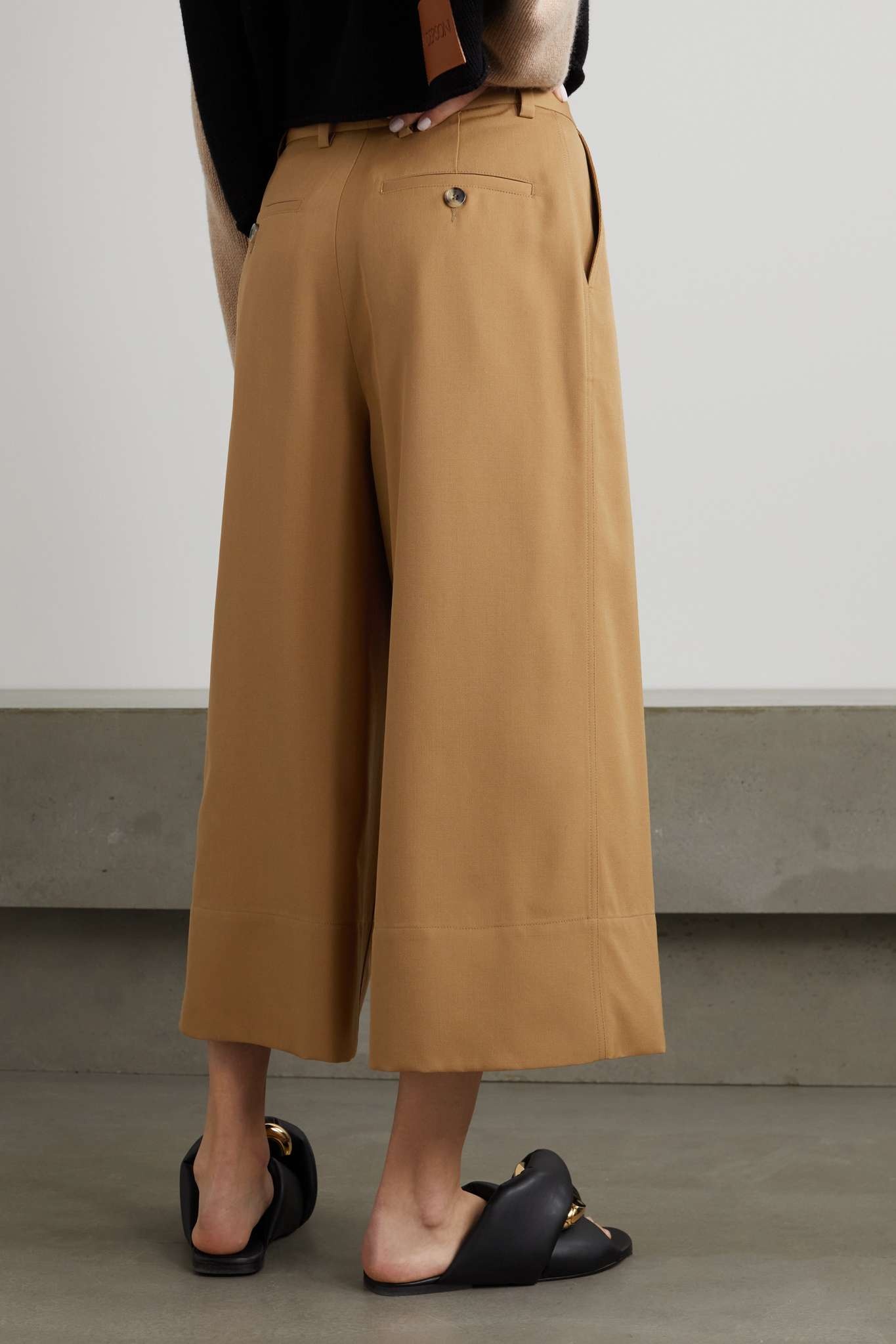 Pleated wool-twill wide-leg pants - 3