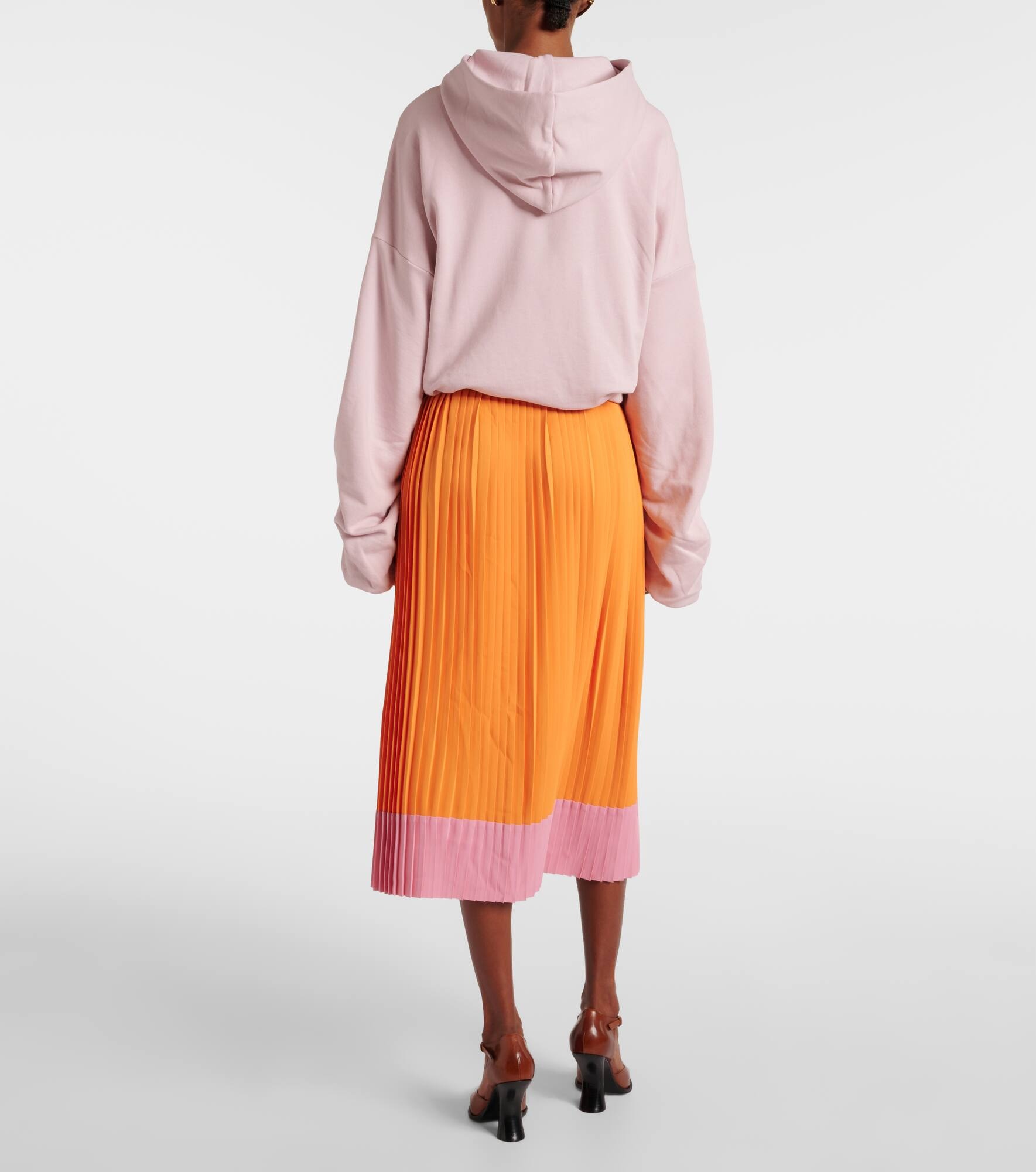Colorblocked pleated midi skirt - 3