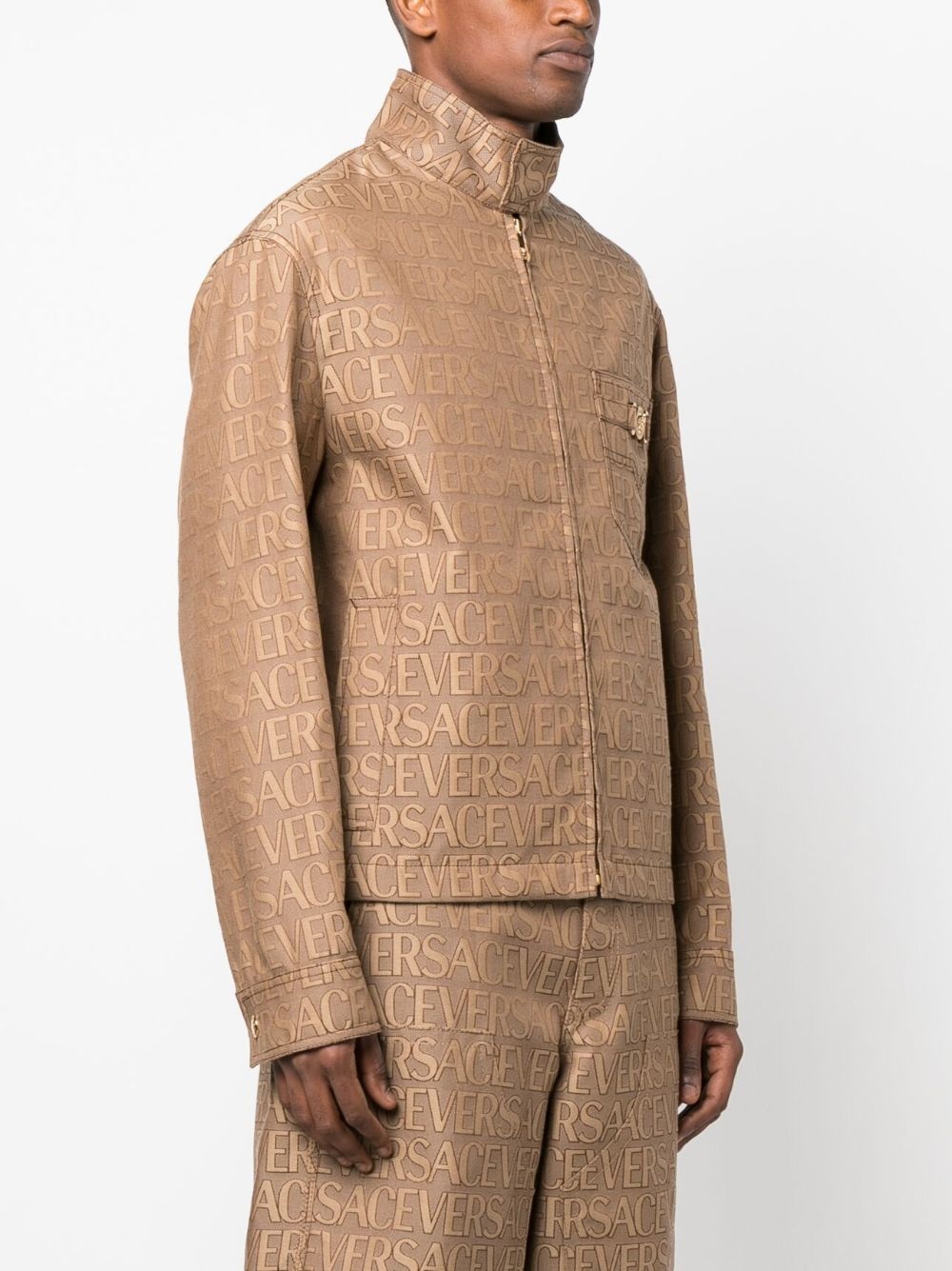 Versace Allover-jacquard high-neck jacket - 3