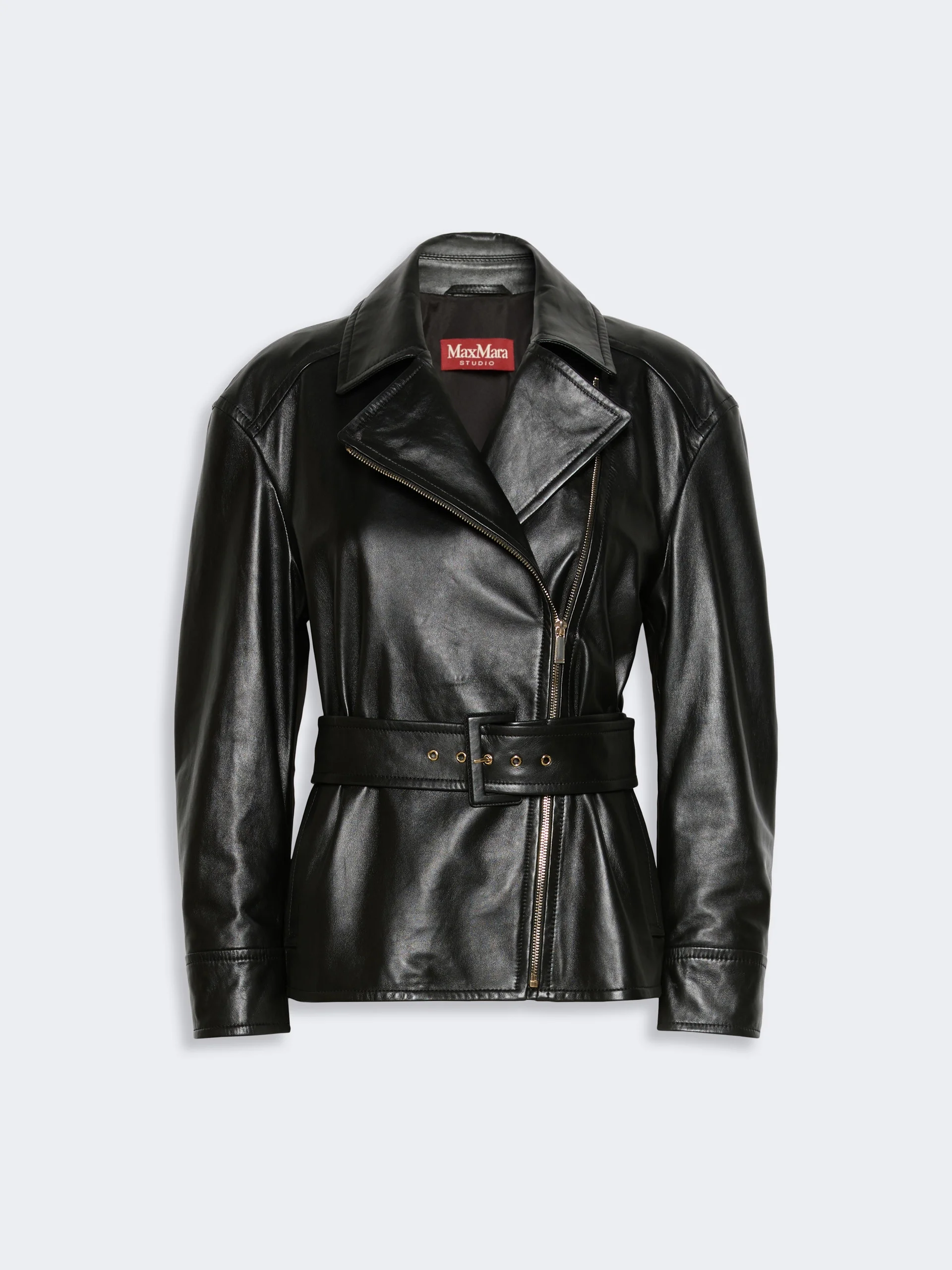 GIUSTO Nappa leather biker jacket - BLACK - 1