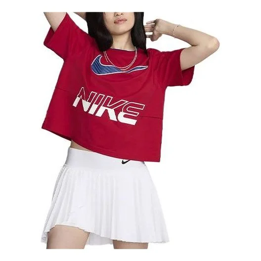 (WMNS) Nike Sportswear Logo T-shirt Asia Sizing 'Gym Red' HF6291-687 - 1
