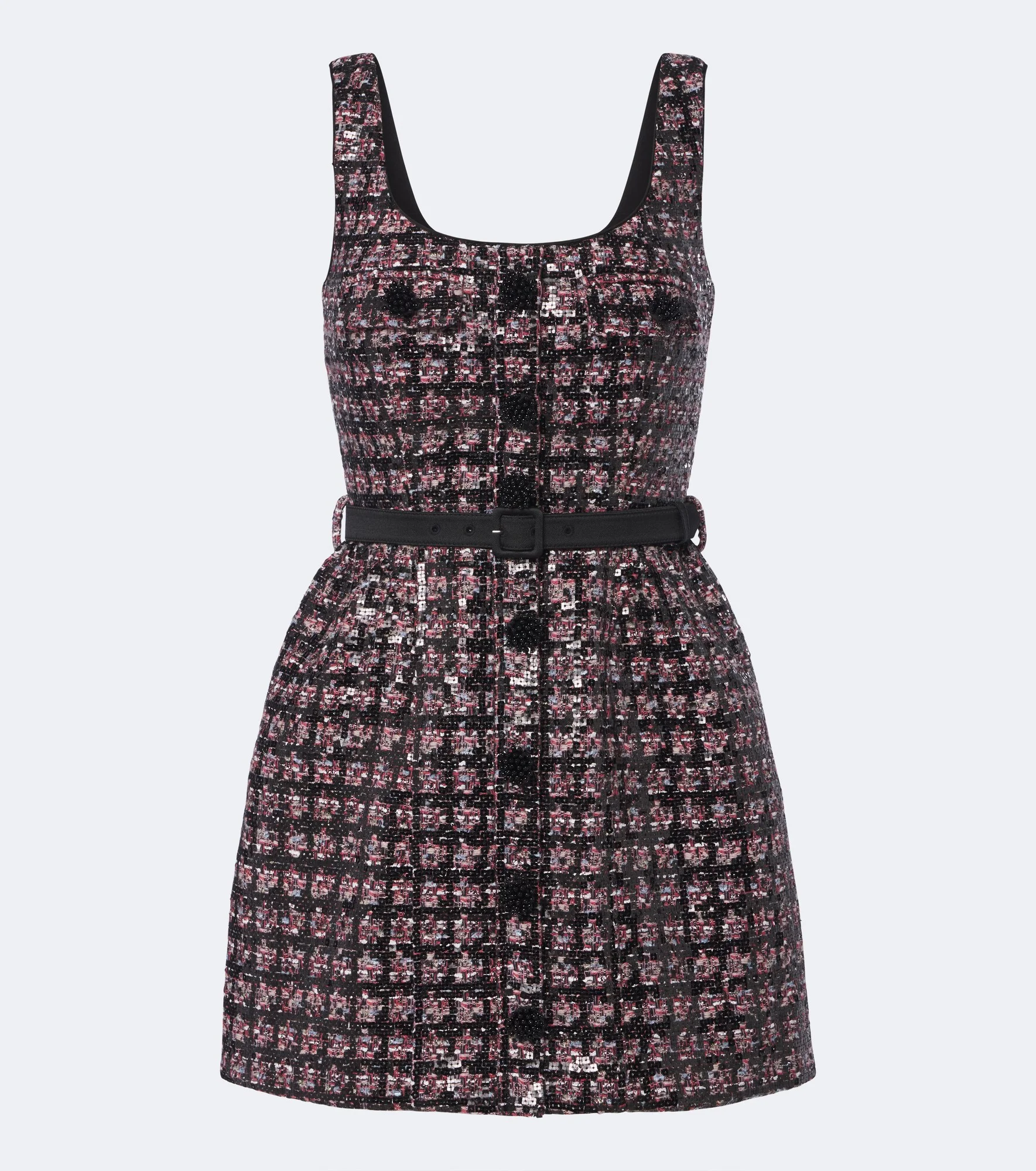 Belted embellished tweed minidress - 1
