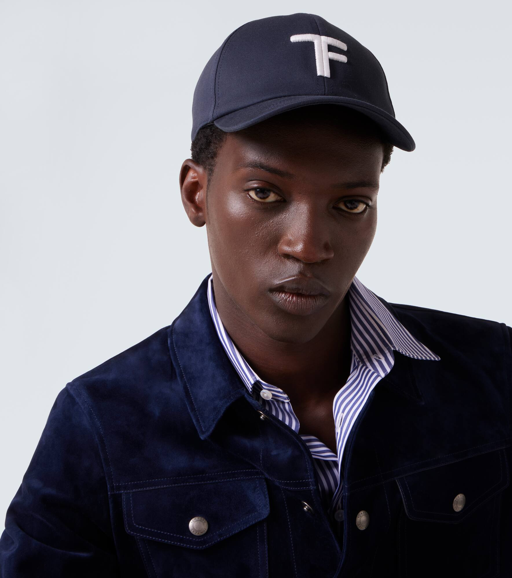TF embroidered leather-trimmed baseball cap - 2