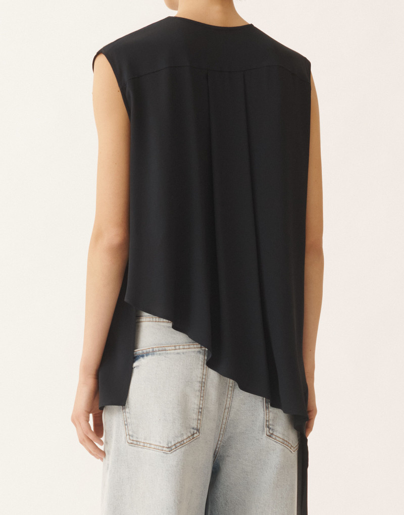 Asymmetrical top in midnight blue crepe de chine 5