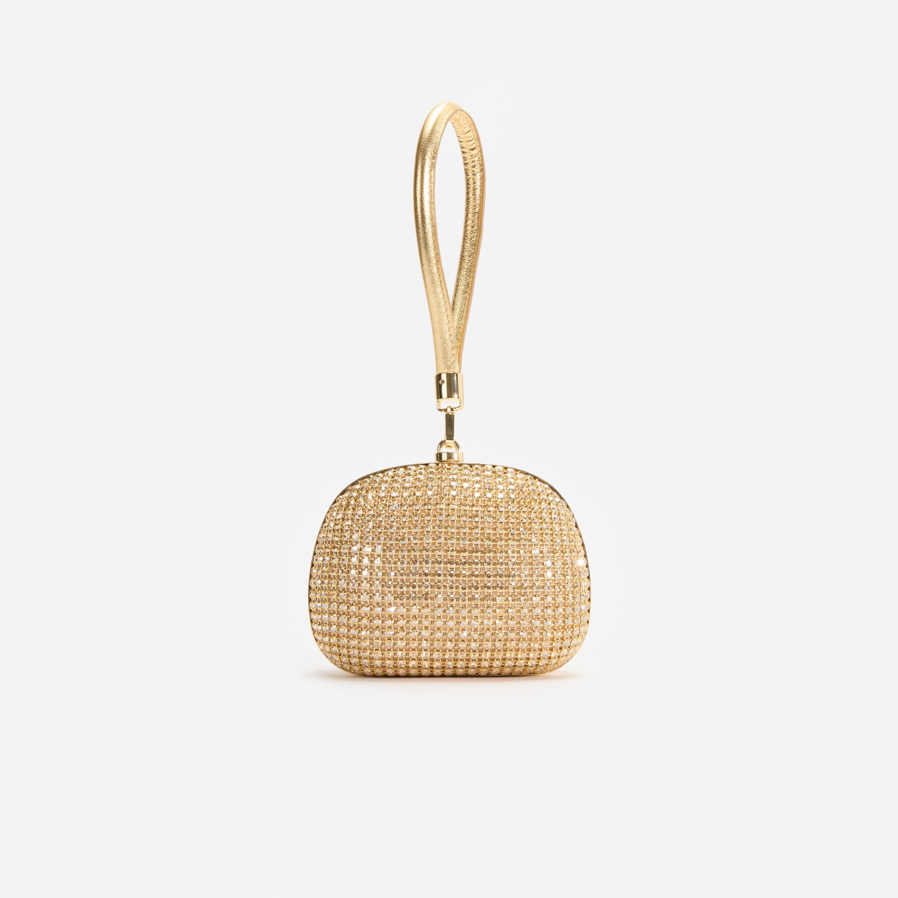 Gold Crystal Top Handle Clutch Bag - 3