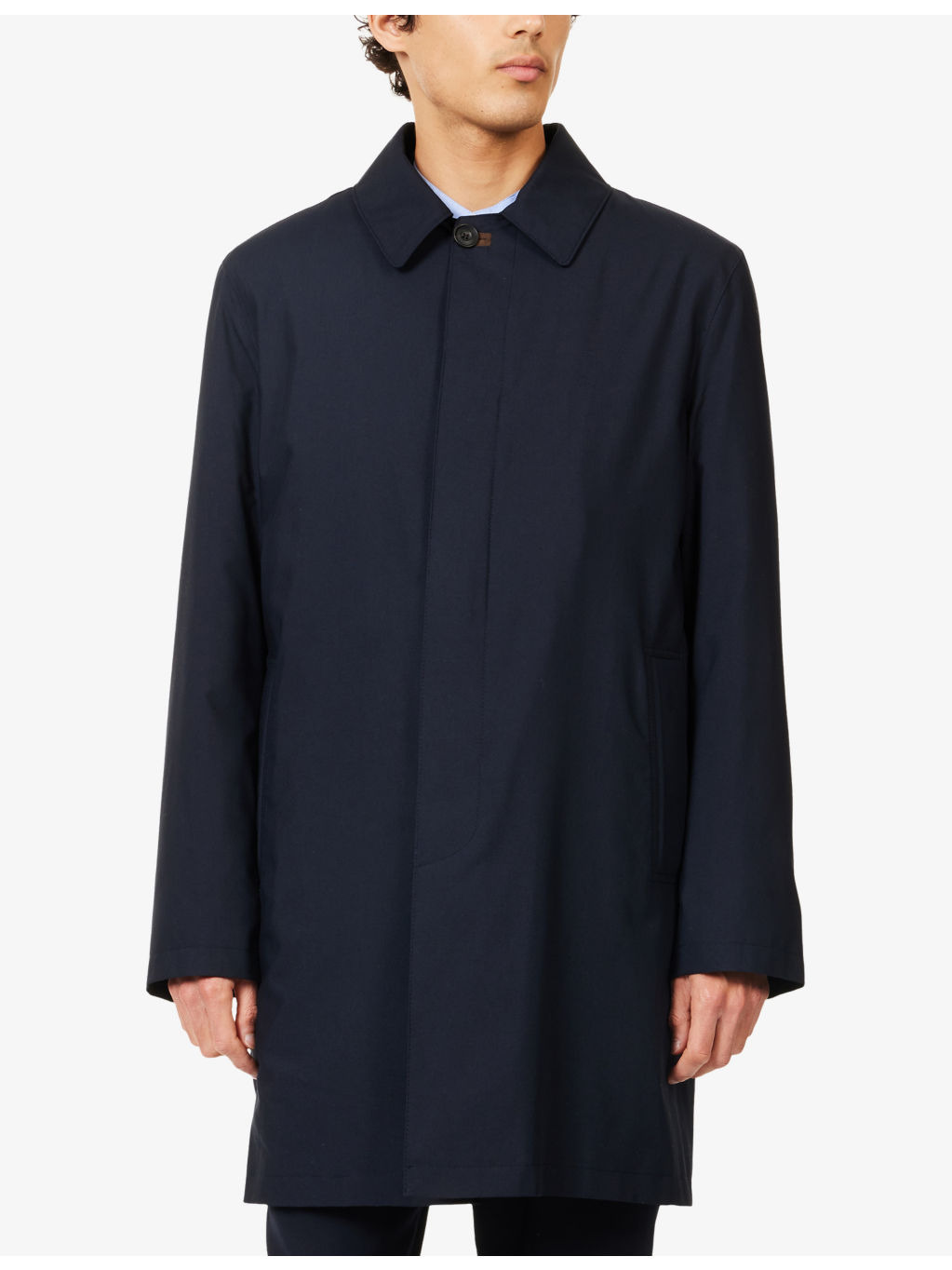 Pointed-Collar Detachable-Lining Waterproof Jacket - 3