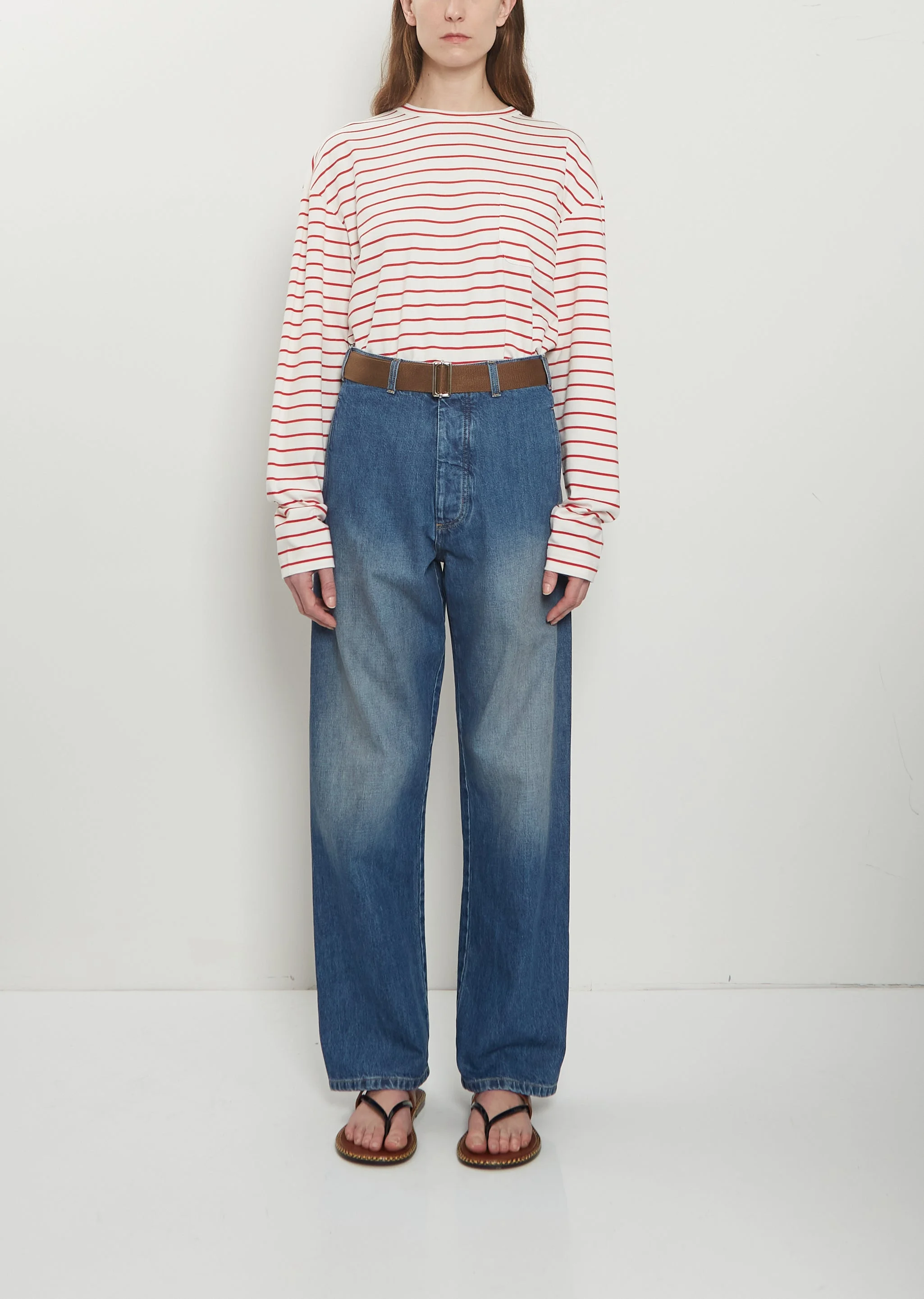 Belt Denim Trousers - 1