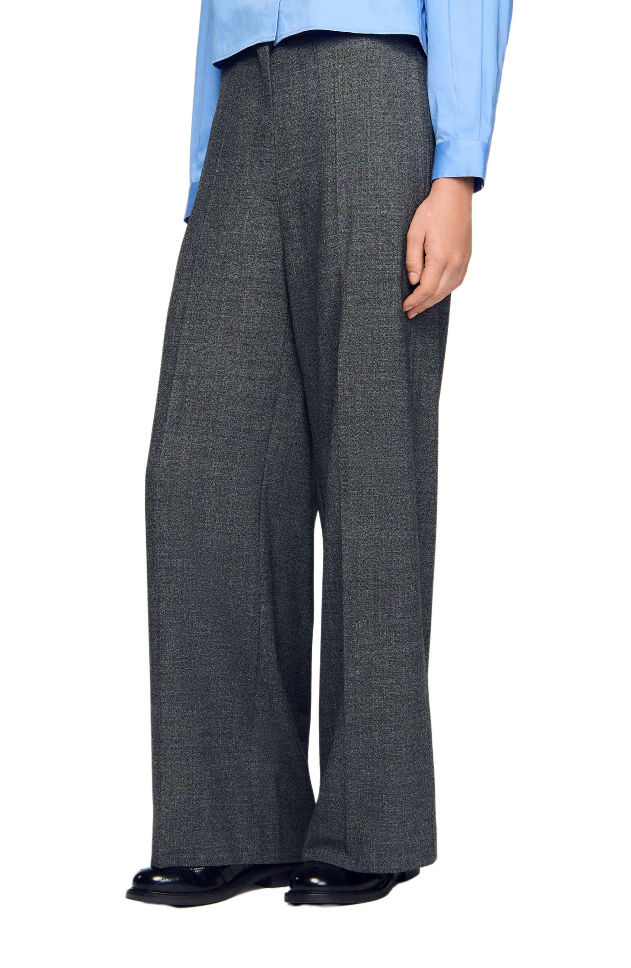 SANDRO Straight and wide trousers in Light Grey at Nordstrom - 1