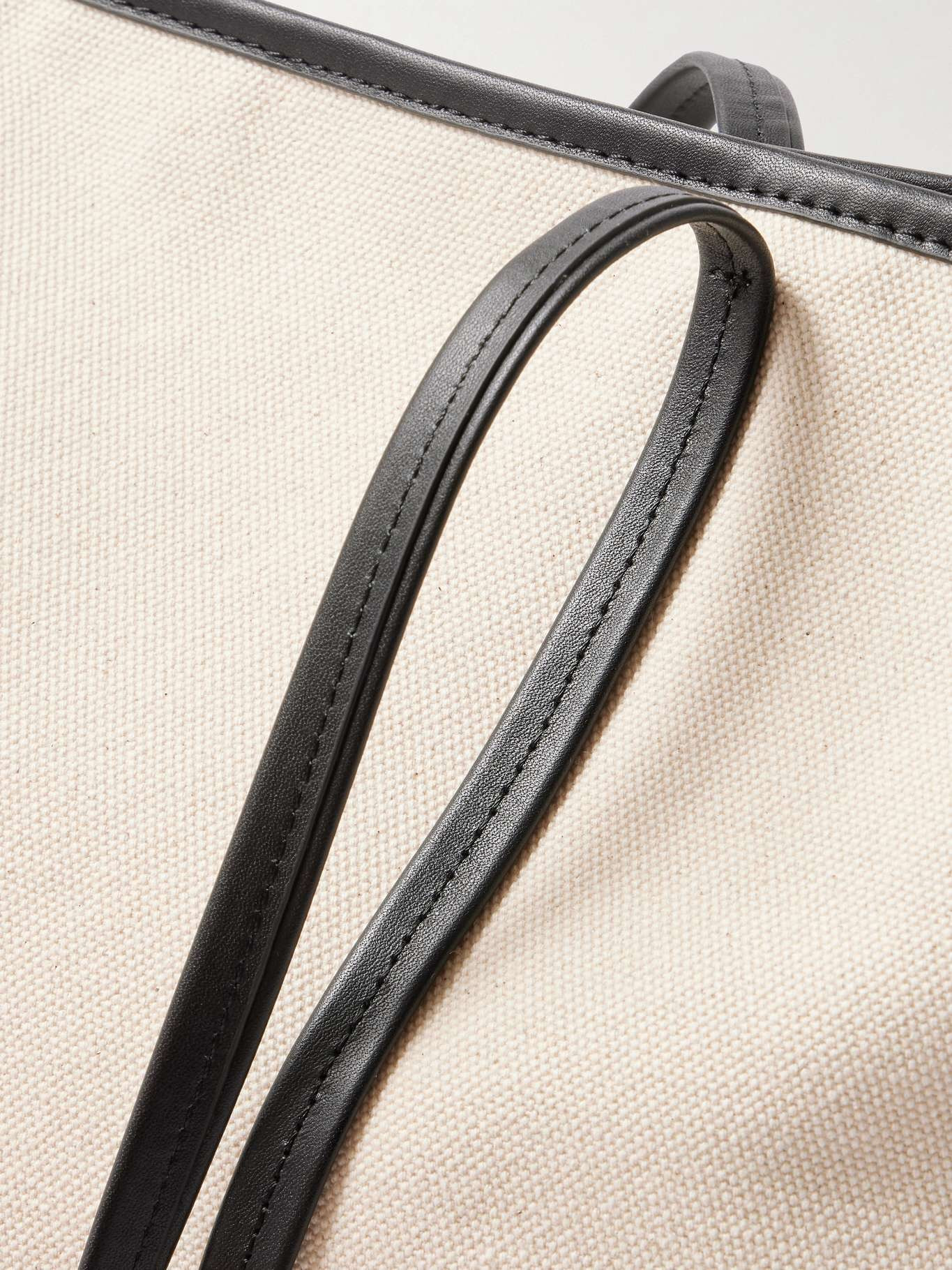 Bateau leather-trimmed cotton-canvas tote Off-white - 4