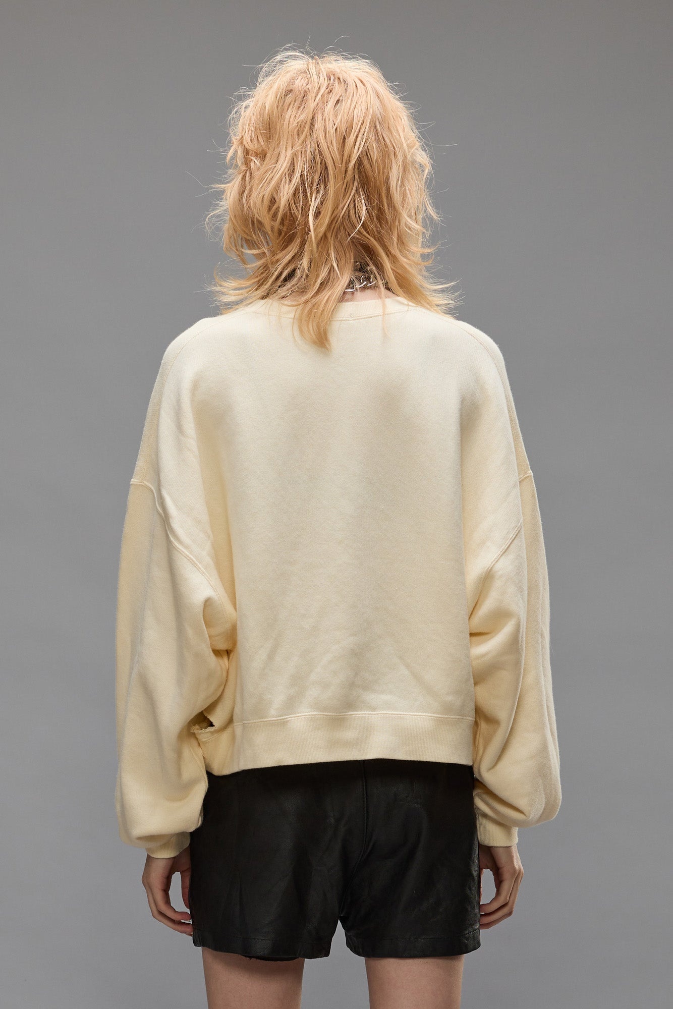 CROPPED R13 CREWNECK - NATURAL - 4