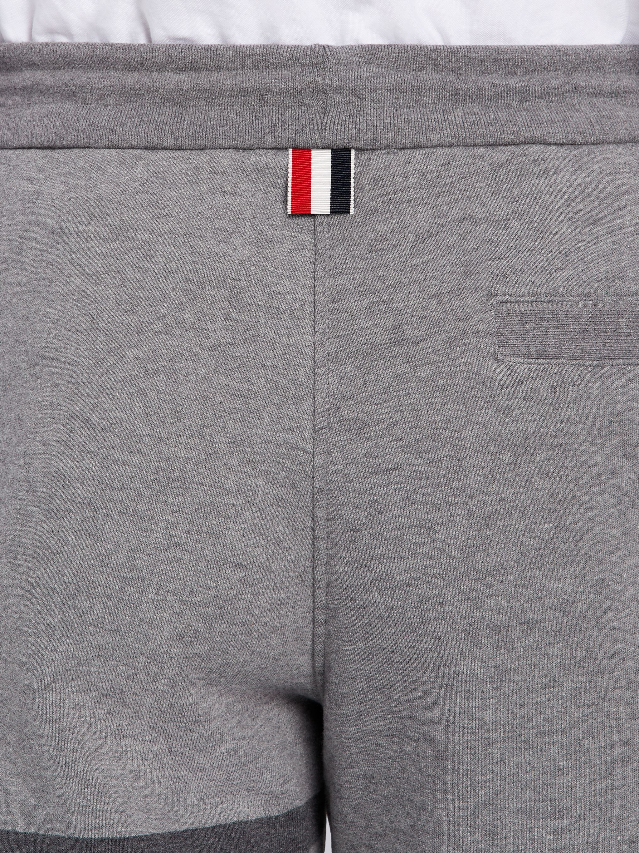 Medium Grey Cotton Loopback Tonal 4-Bar Sweat Shorts - 6