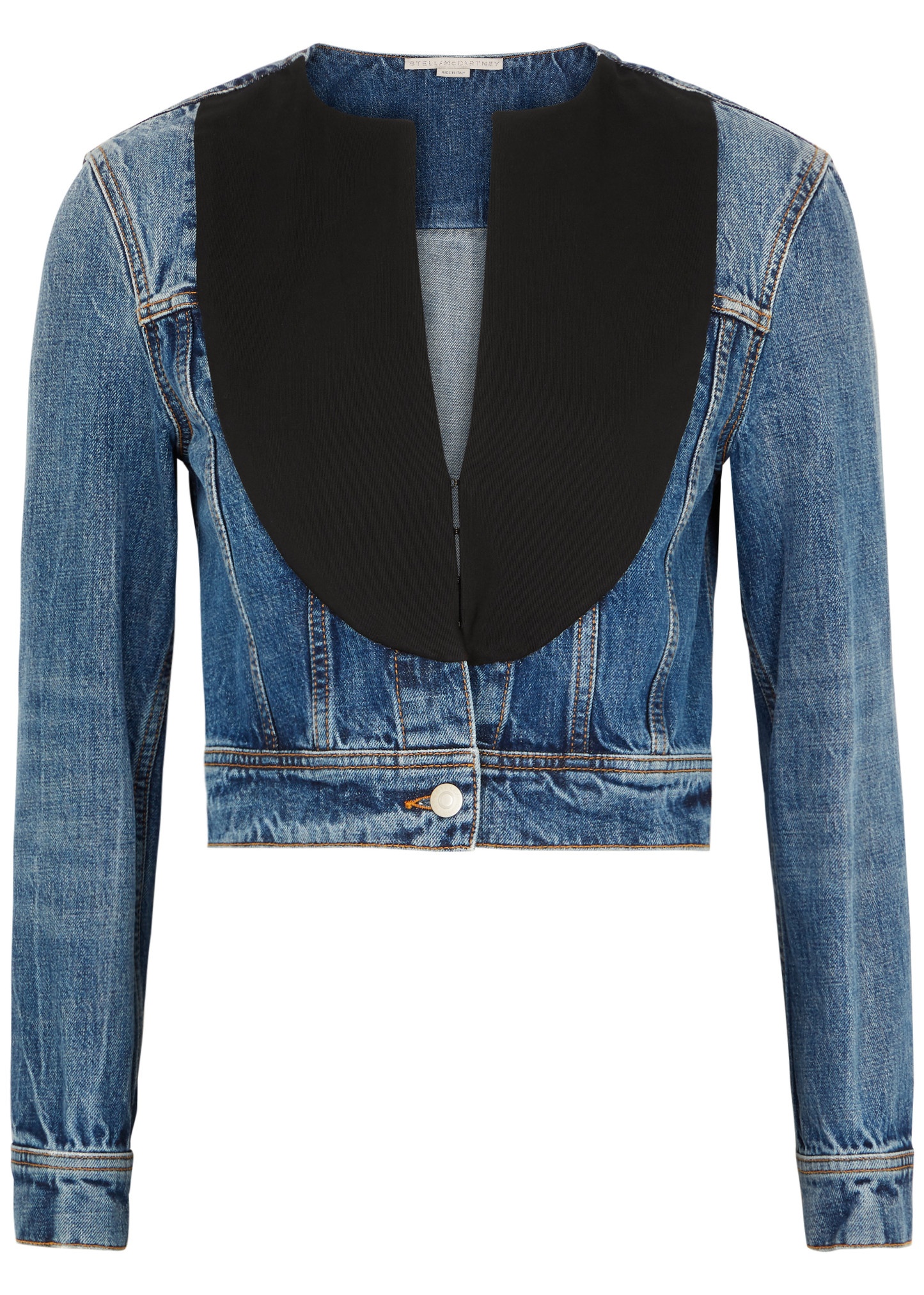 Panelled cropped denim jacket - 1