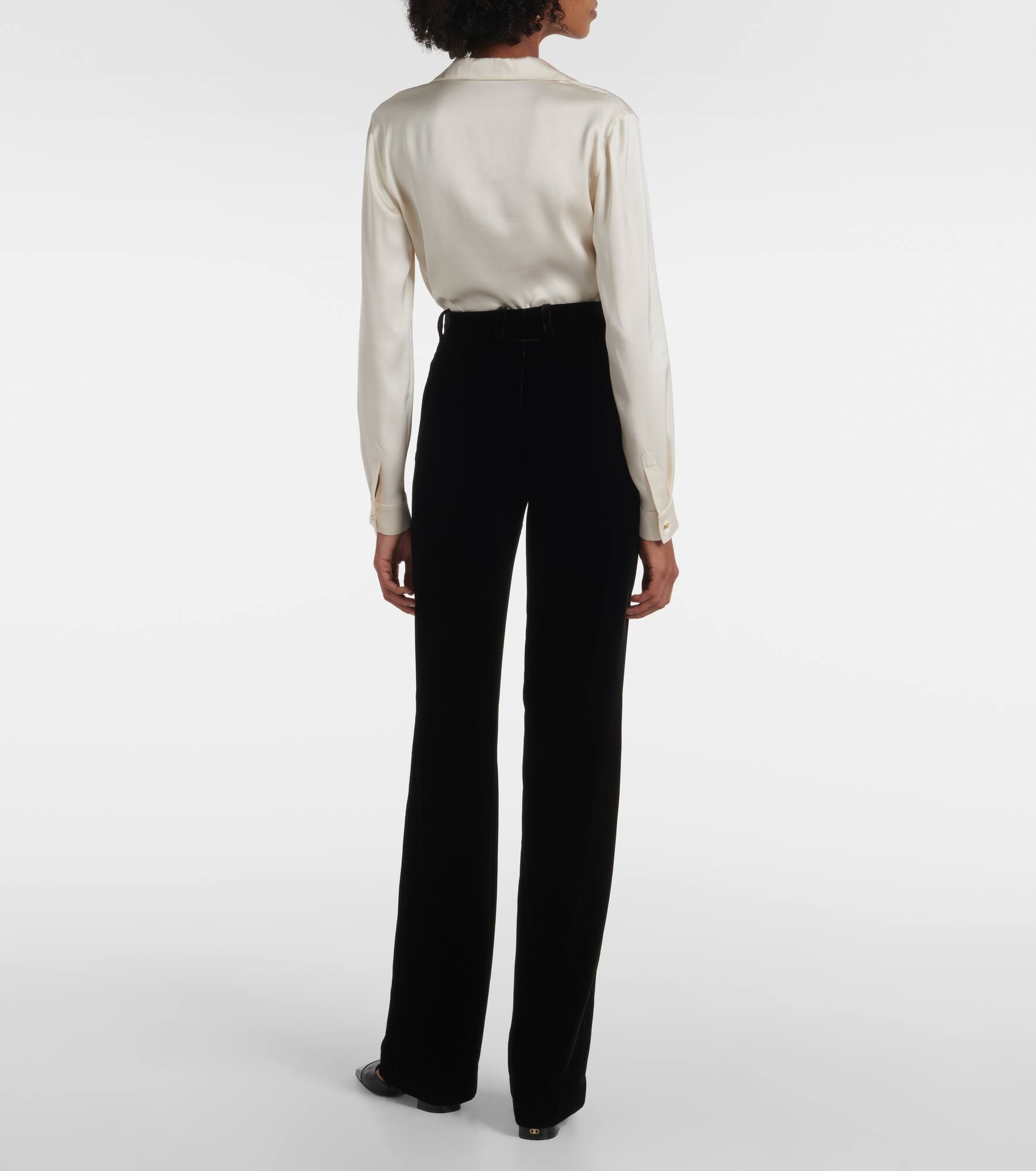 Goldie high-rise velvet wide-leg pants - 3