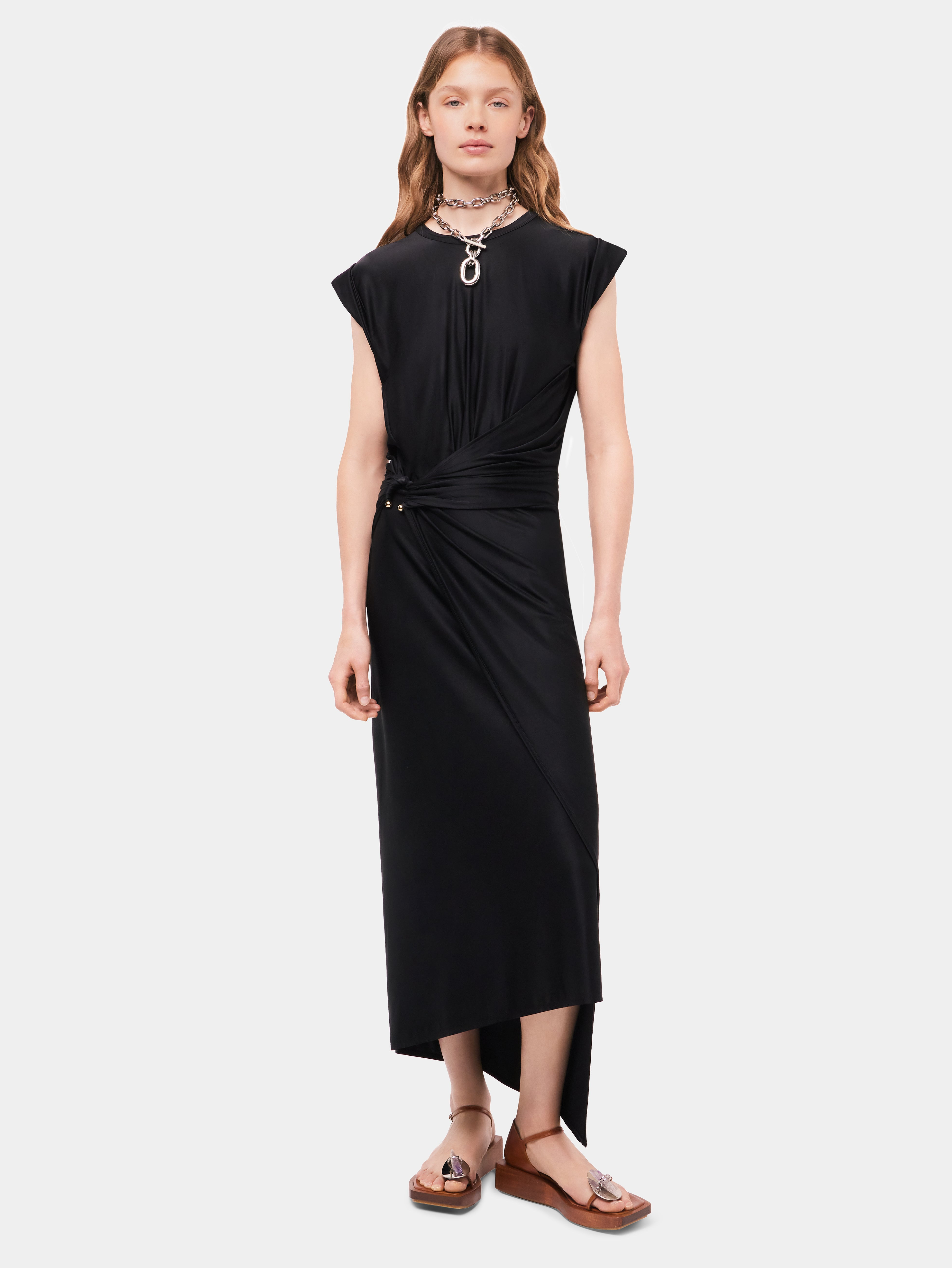 BLACK DRAPÉ PRESSION DRESS WITH SIGNATURE PIERCING - 2