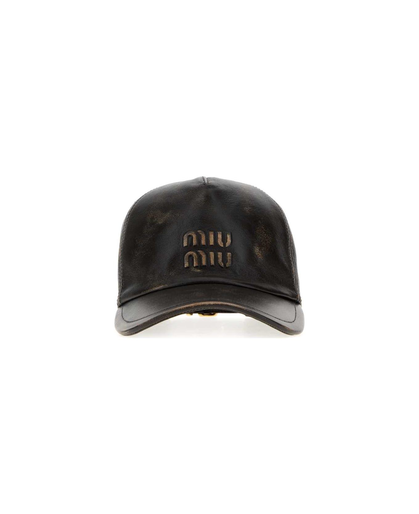 Dark Brown Nappa Leather Baseball Cap - 1