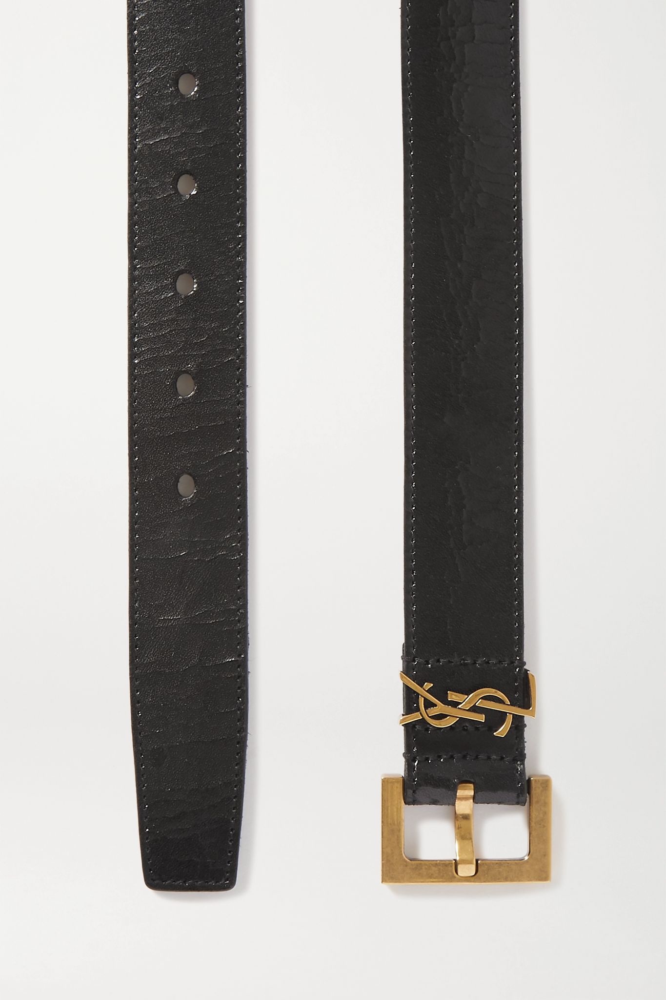 Embellished crinkled glossed-leather belt - 3