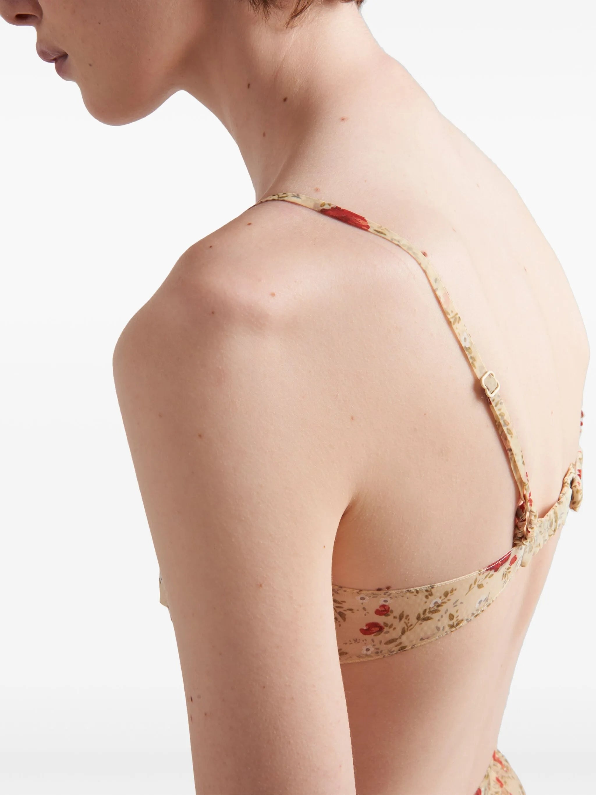 Floral-print Lace-trim Bra - 2