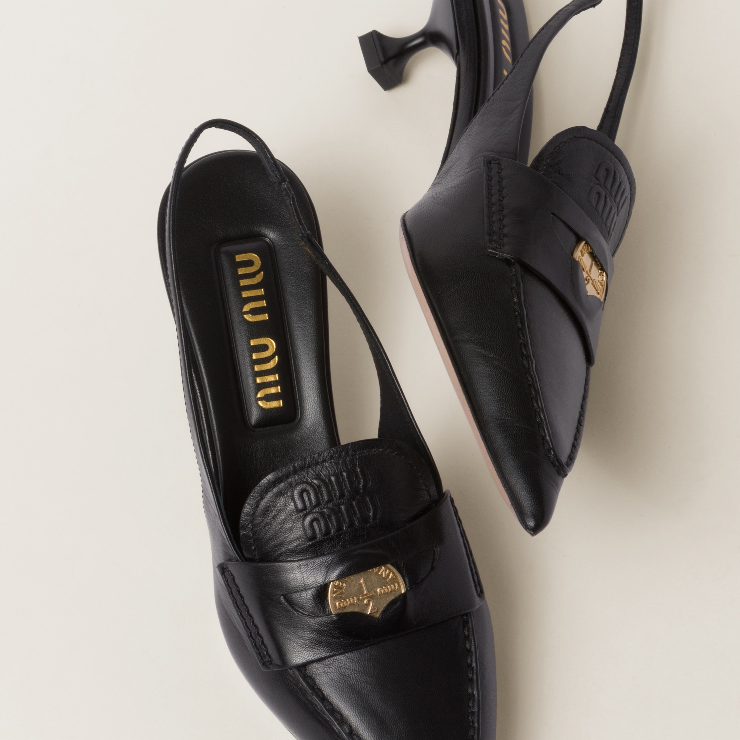 Leather penny loafers with heel - 4