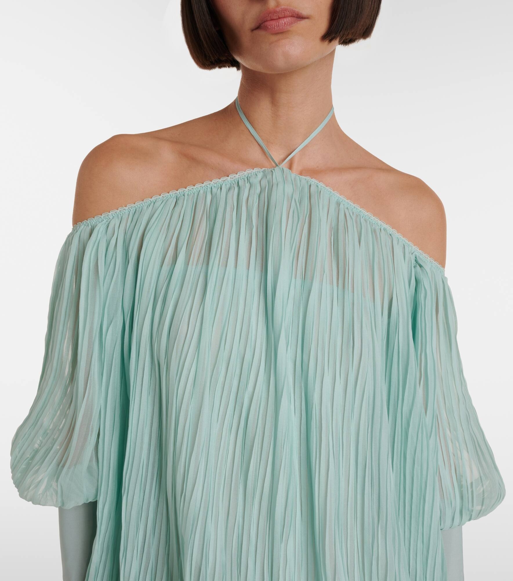 Plissé silk chiffon minidress - 4