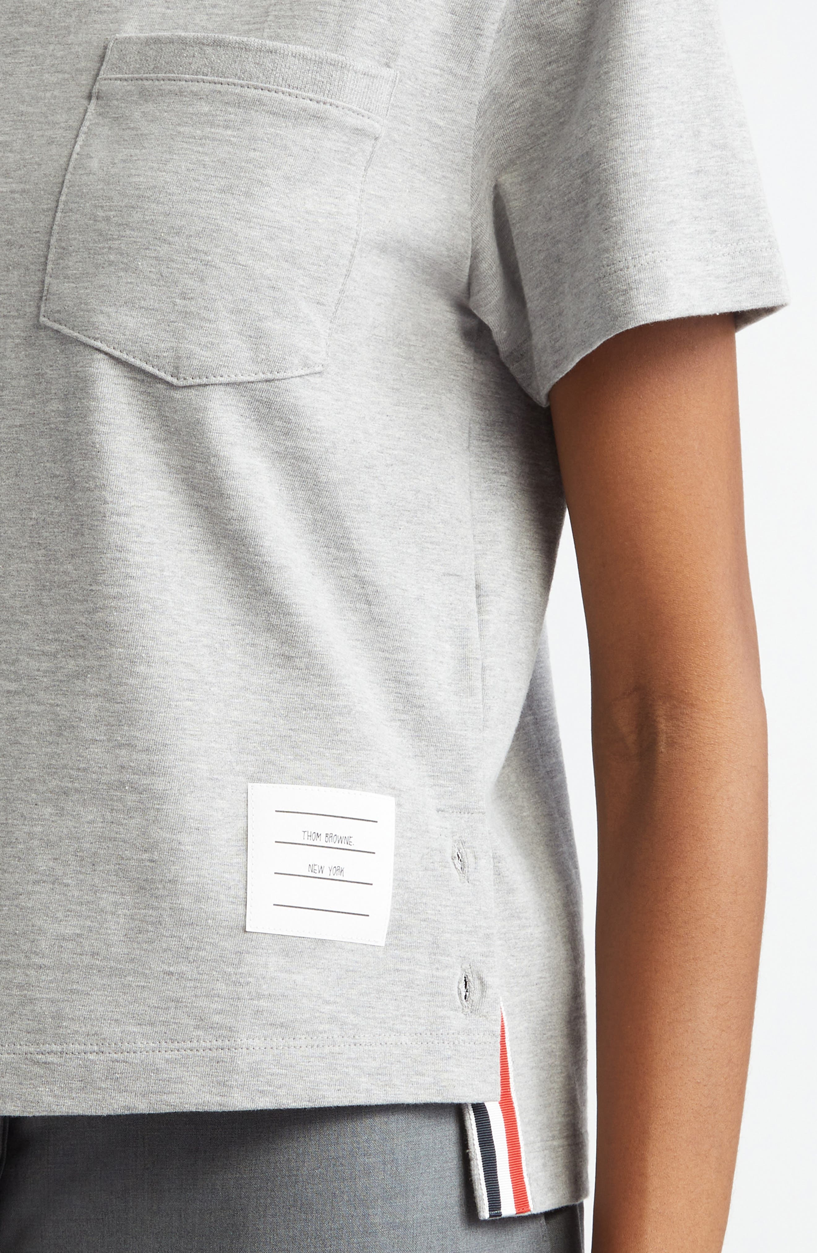 Thom Browne Medium Weight Cotton Jersey Boxy Pocket Tee in Light Grey at Nordstrom - 4