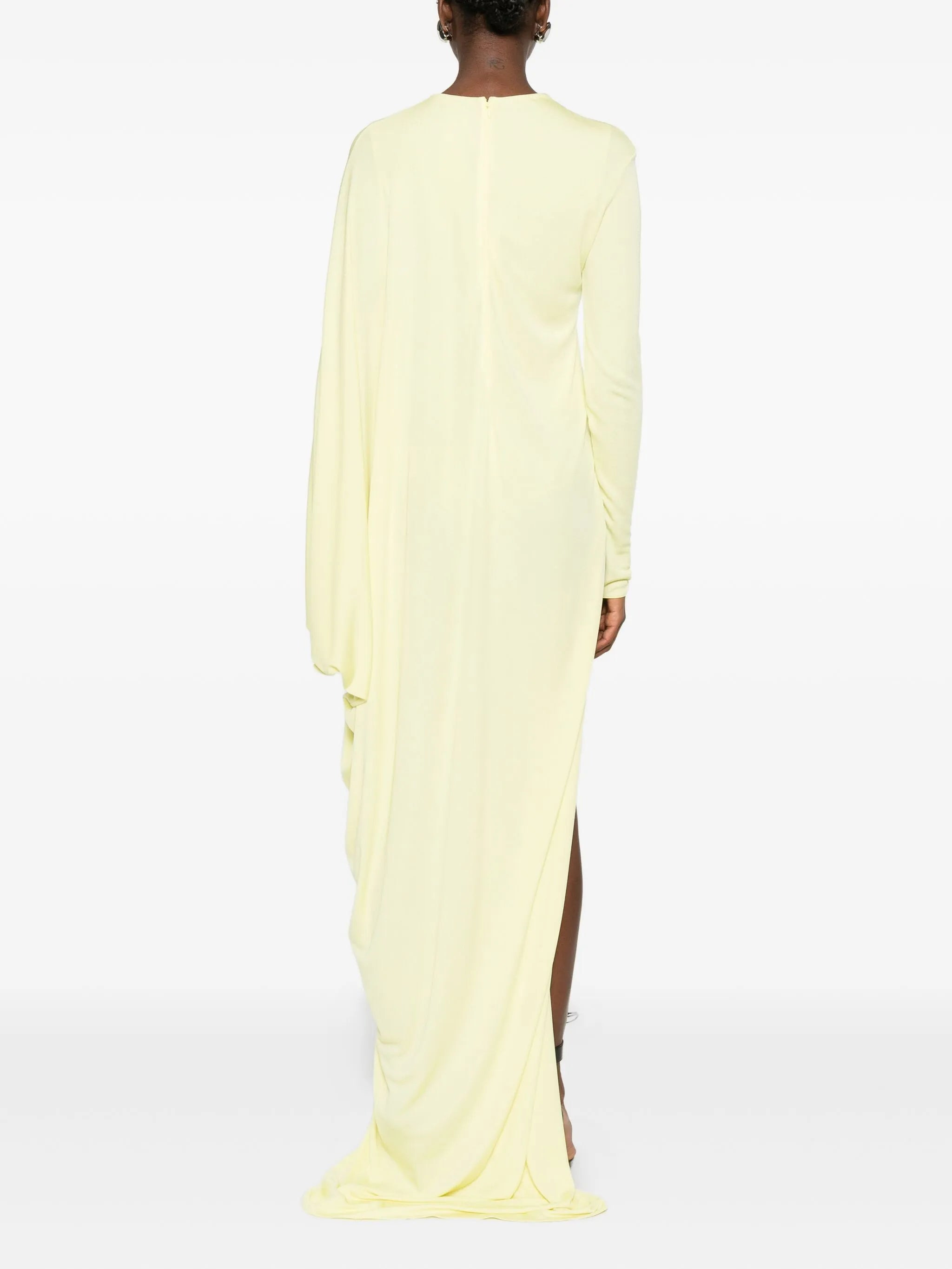 long-sleeve side-slit gown - 4