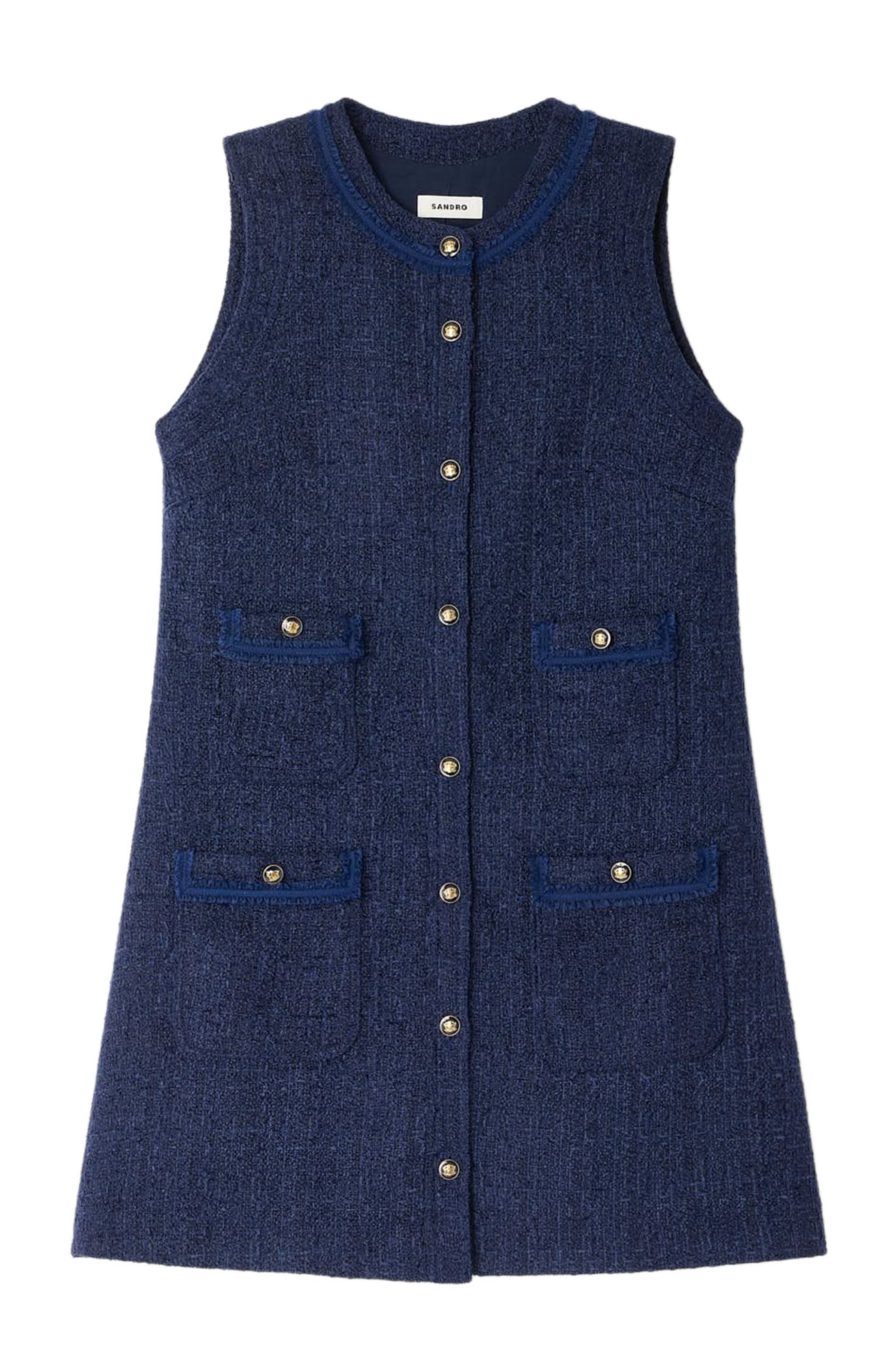 SANDRO Short tweed dress in Navy Blue at Nordstrom - 5