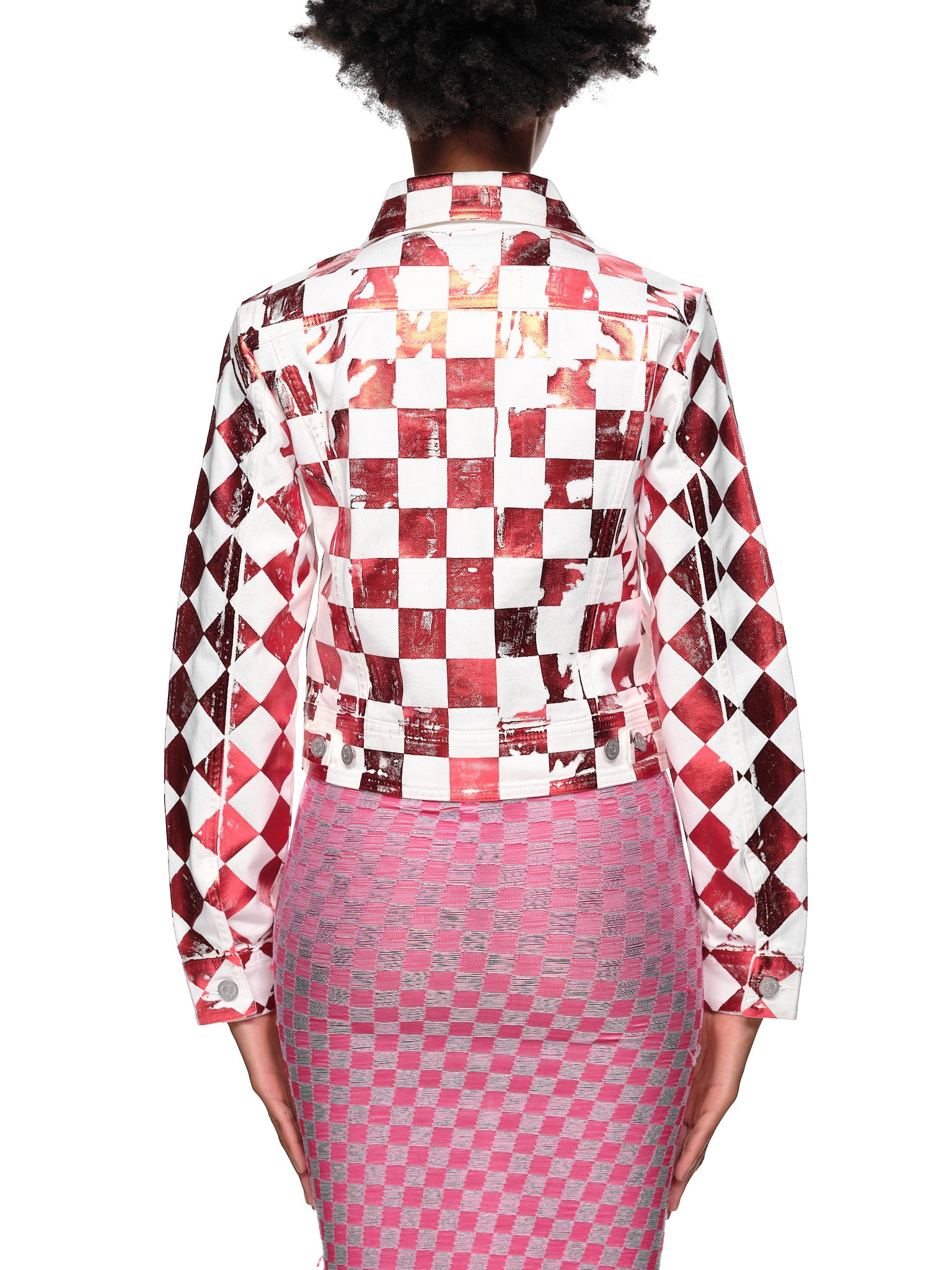 Check Print Denim Jacket - 3
